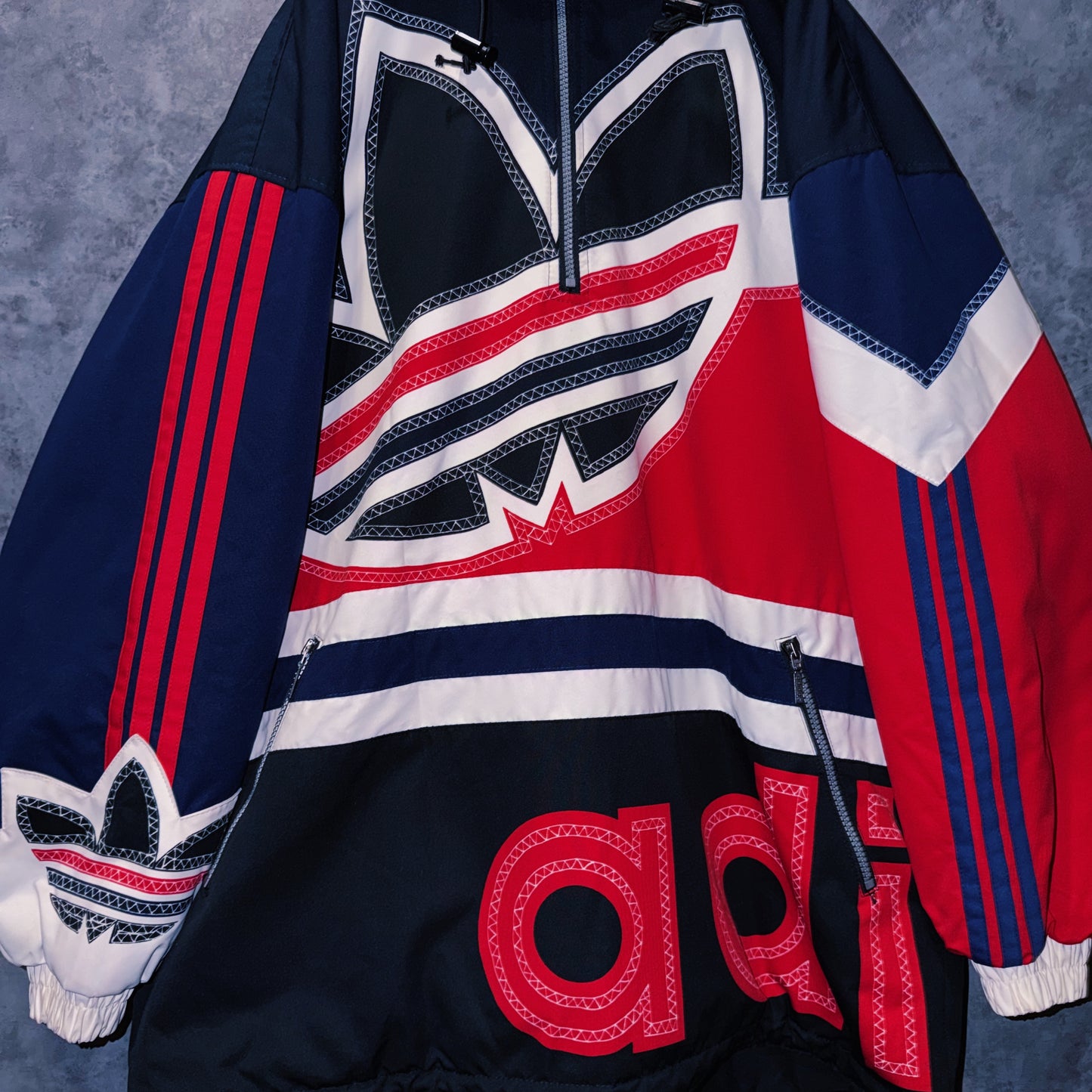 【doppio】90’s vintage “adidas” big logo design Nylon anorak hoodie