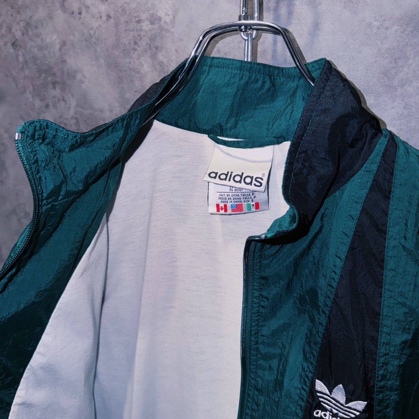 【doppio】90’s vintage “adidas” three stripe design Nylon jacket