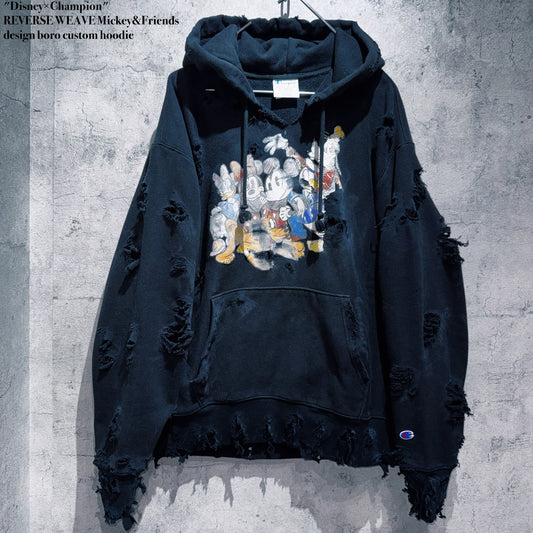 "Disney×Champion"REVERSE WEAVE Mickey&Friends design boro custom hoodie