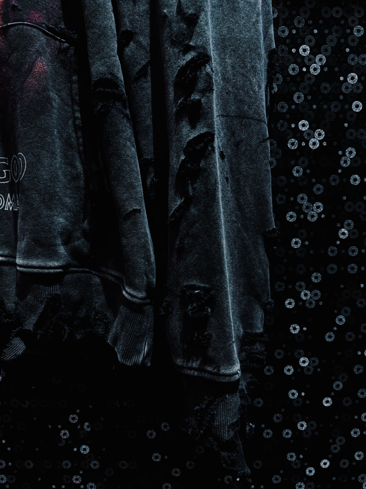 ￼【ÆIEM】original “boro” remake Dennis Rodman “FALSE GOD” Destroy Pullover hoodie