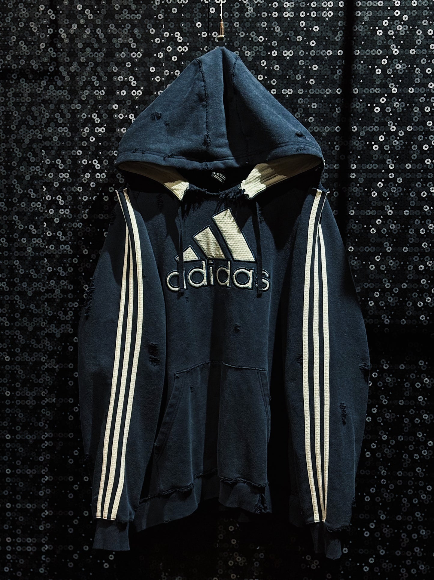 【ÆIEM】original “boro” remake adidas performance logo hoodie pullover
