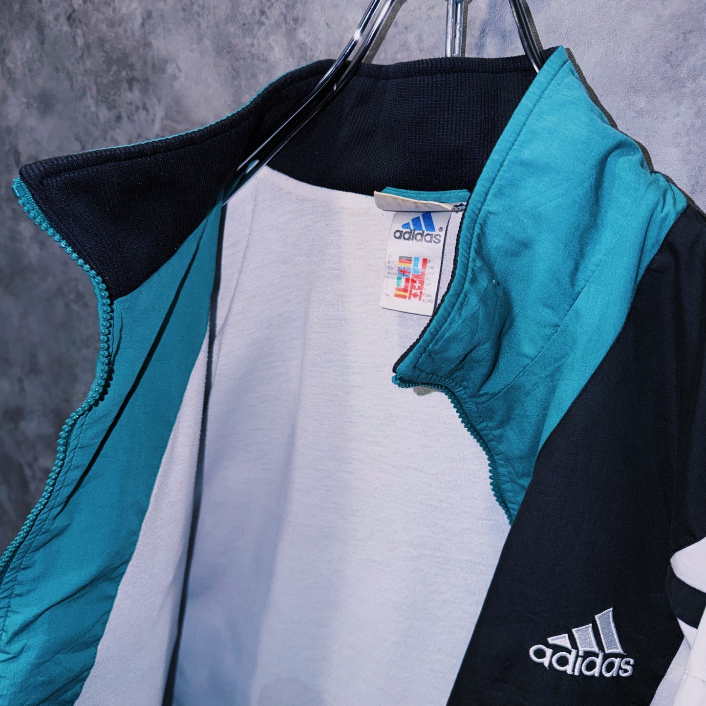 【doppio】90’s vintage “adidas” three stripe design Nylon jacket