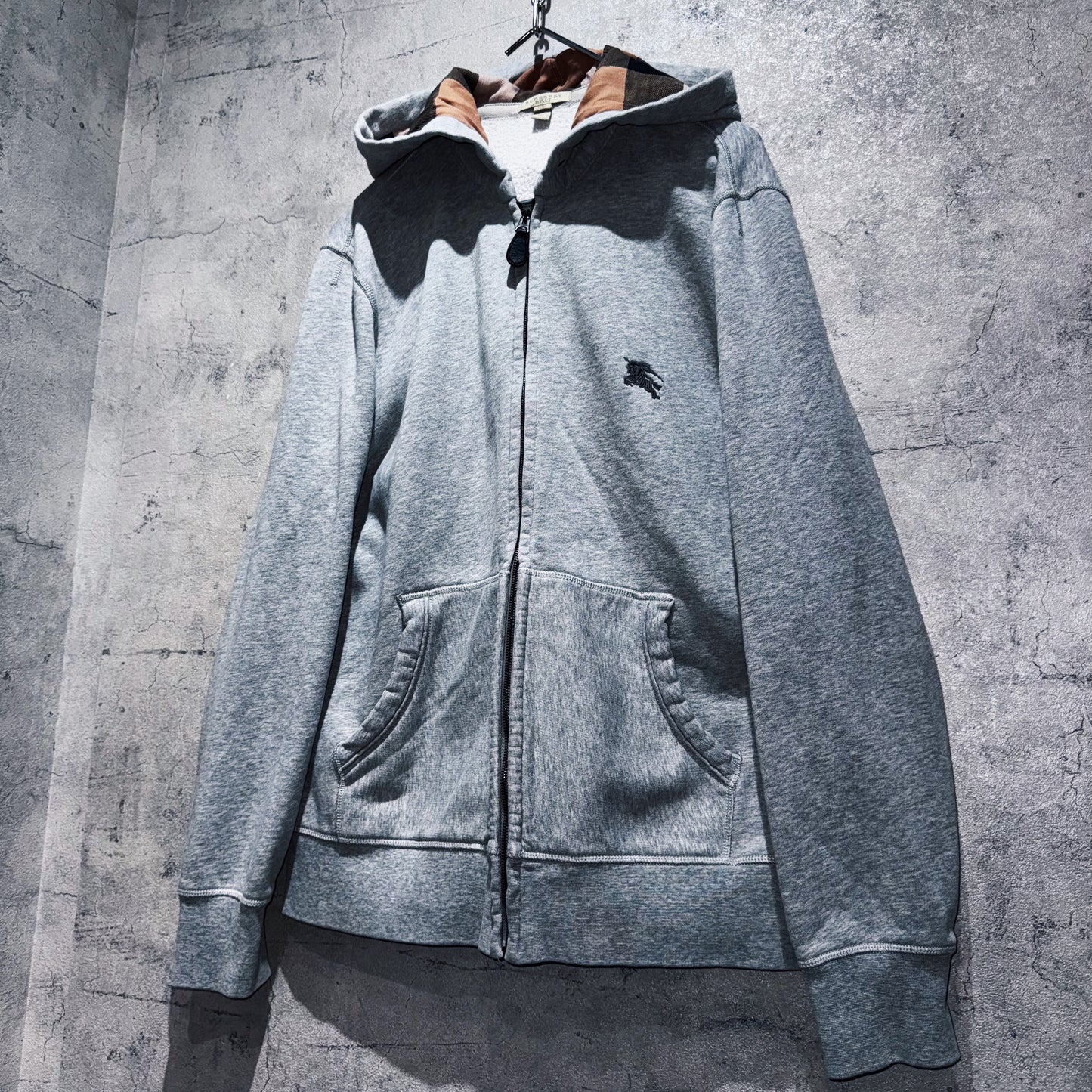 "BURBERRY"nova check pattern design zip-up hoodie