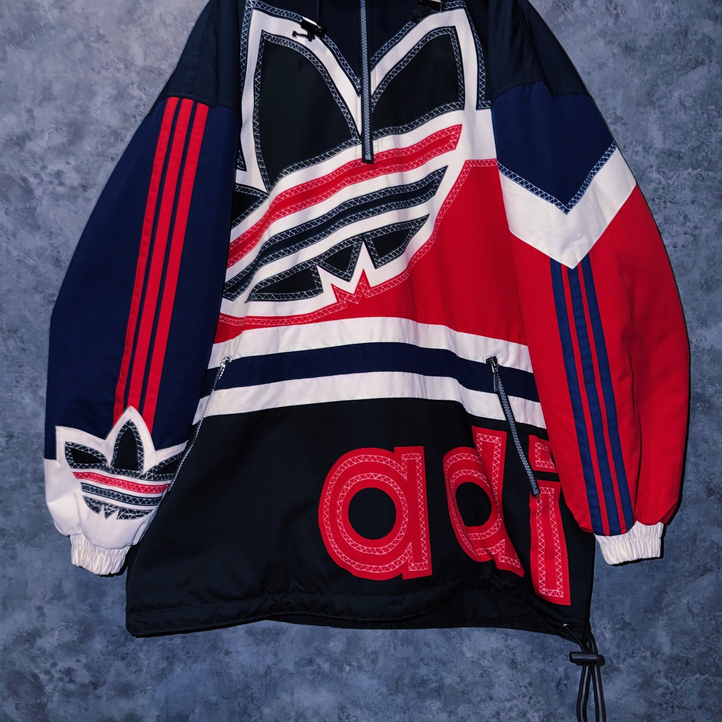 【doppio】90’s vintage “adidas” big logo design Nylon anorak hoodie