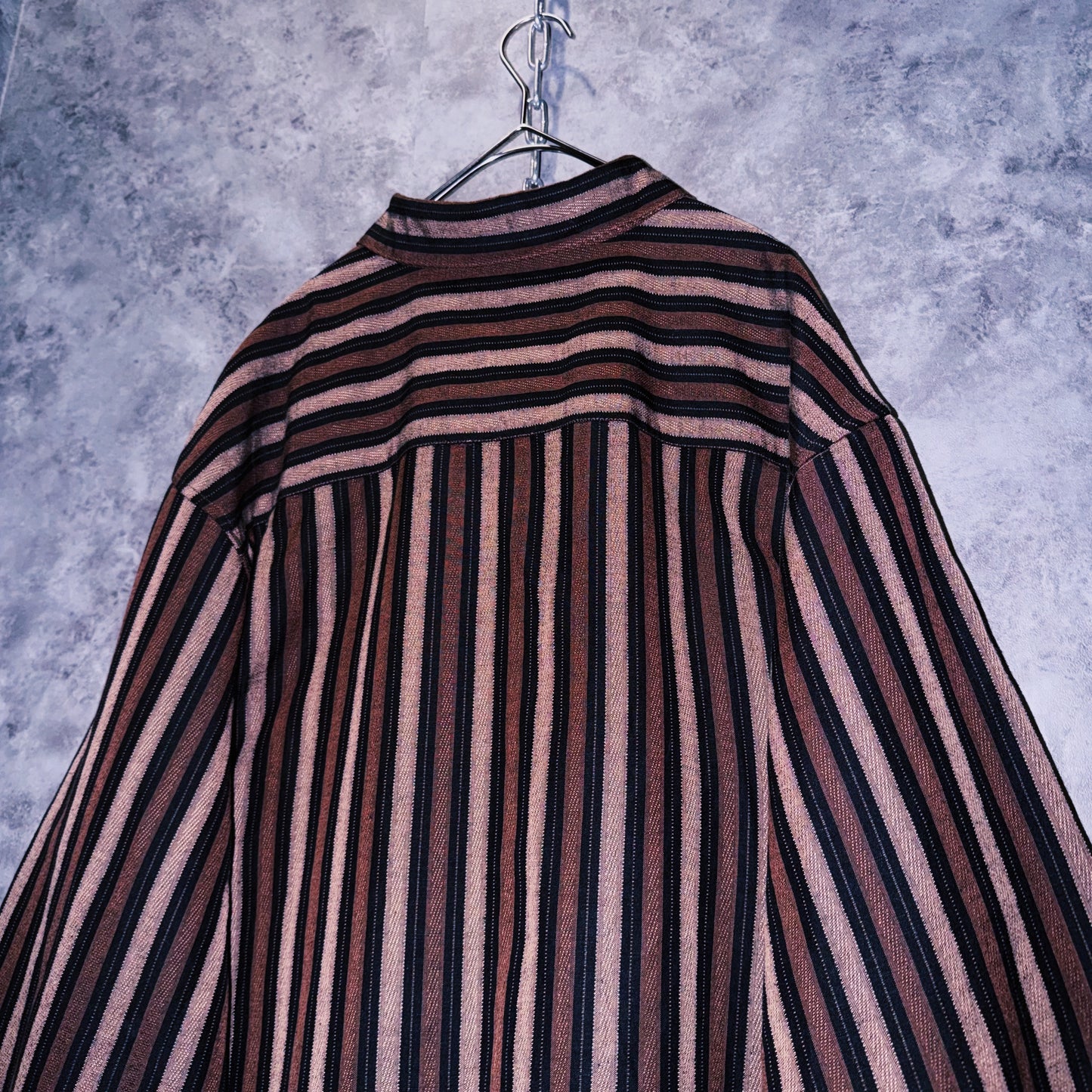 【doppio】vintage shoulder embroidery stripe pattern collar shirt