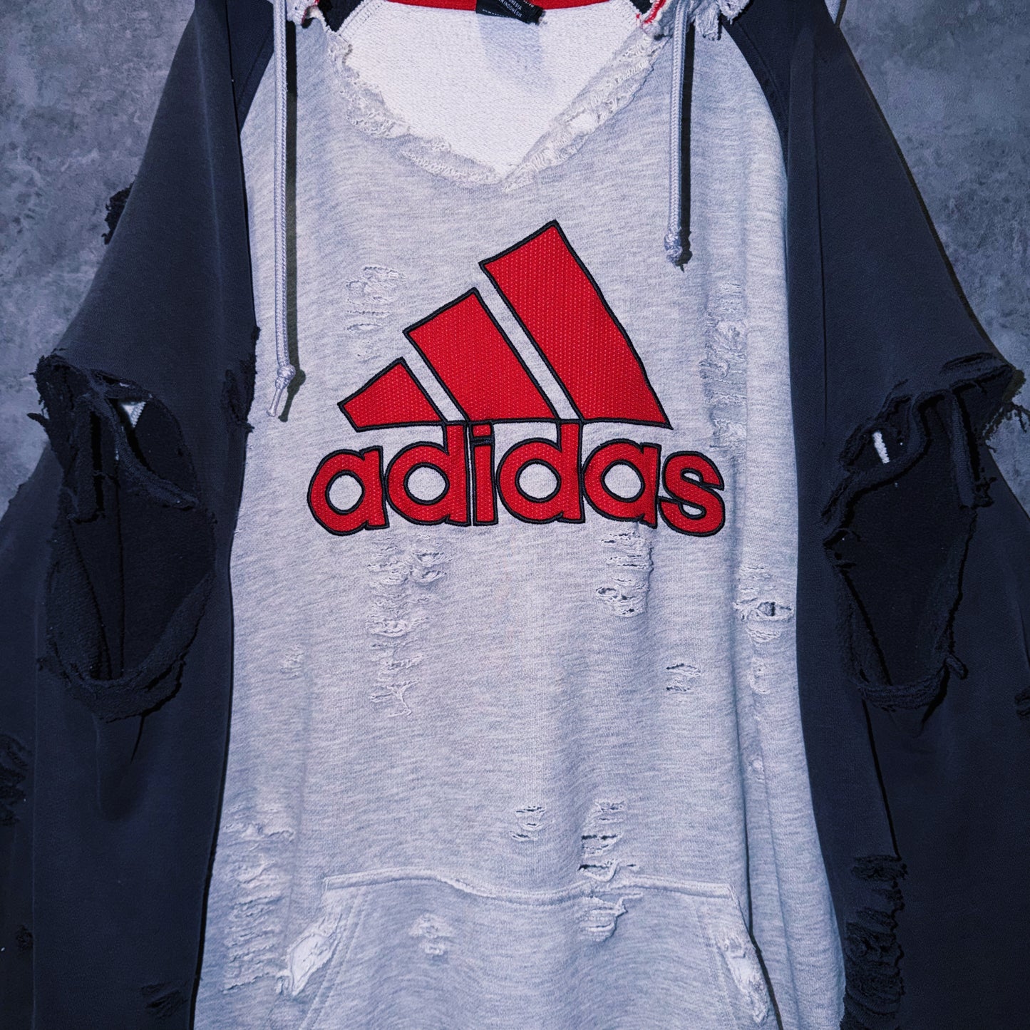 【doppio】vintage “adidas” performance logo embroidery design boro custom sweat hoodie