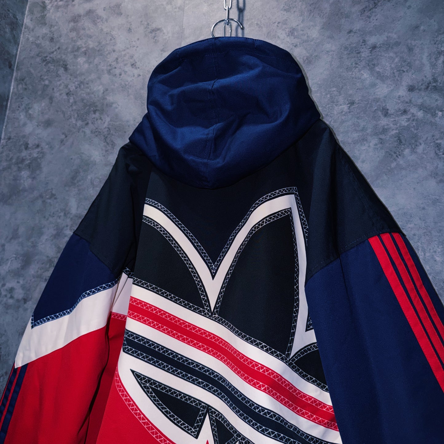 【doppio】90’s vintage “adidas” big logo design Nylon anorak hoodie
