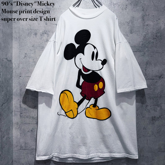 90's"Disney"Mickey Mouse print design super over size T shirt