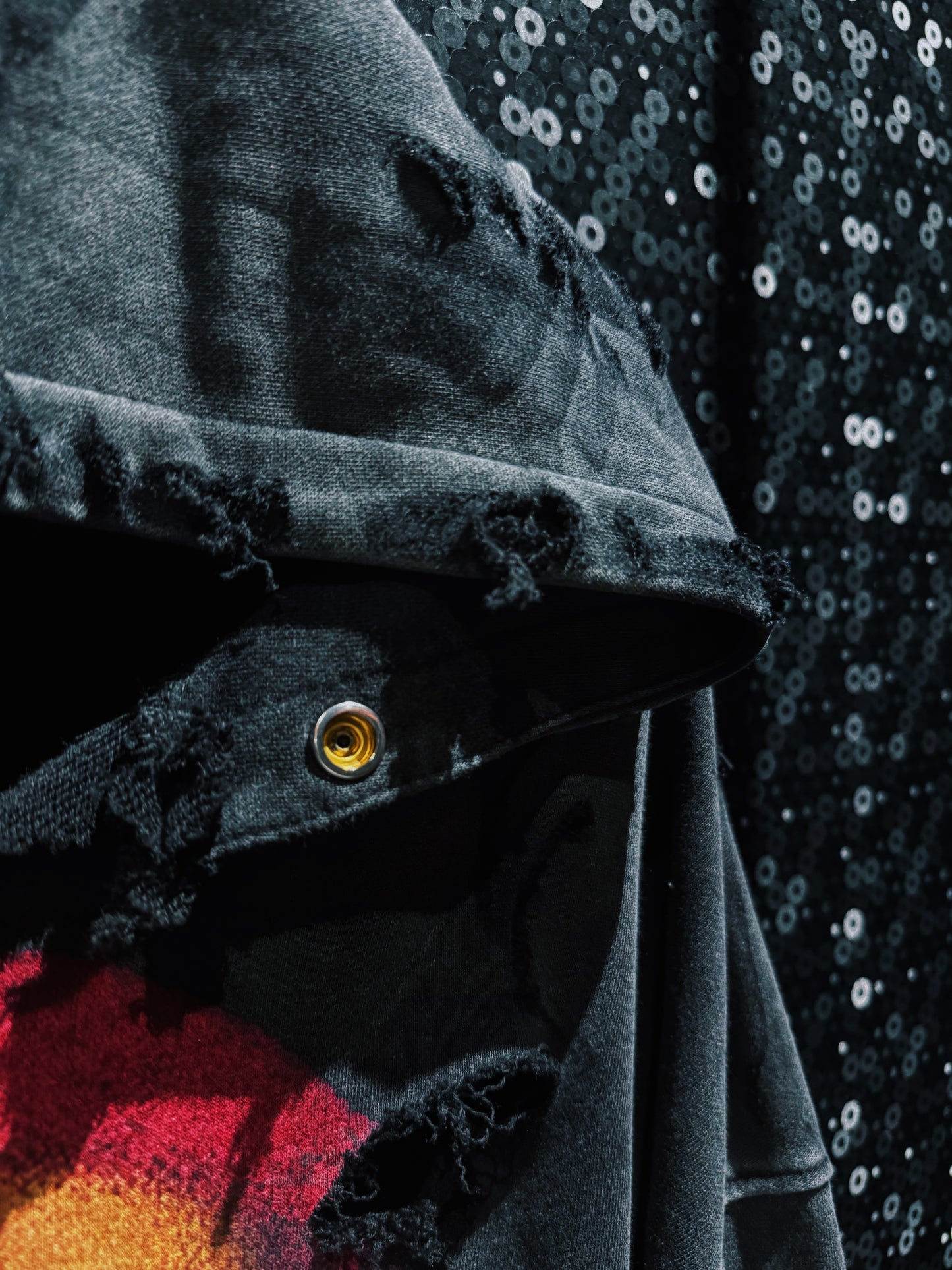 ￼【ÆIEM】original “boro” remake Dennis Rodman “FALSE GOD” Destroy Pullover hoodie