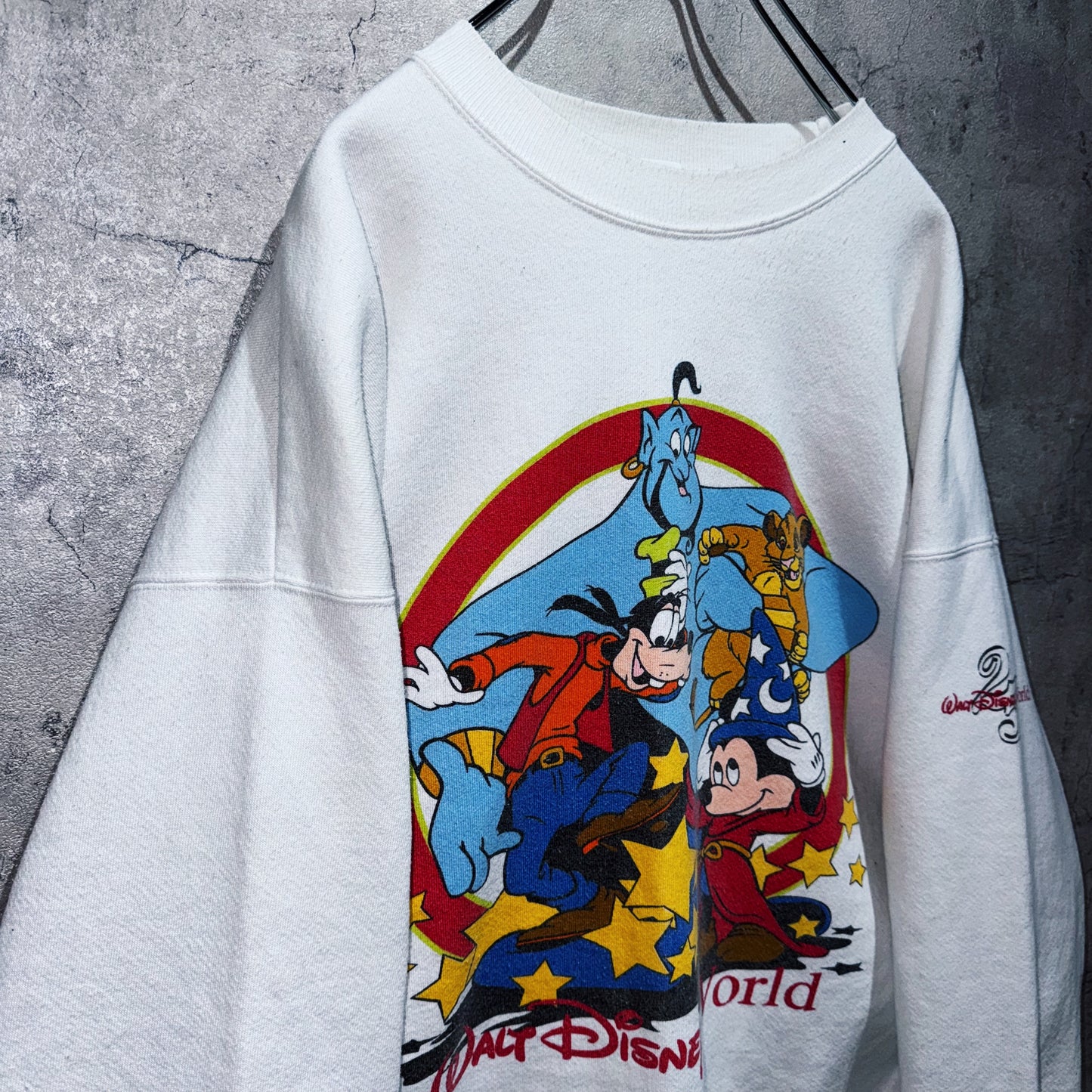 90's"Disney"WDW 25anniversary design characters pullover  sweat