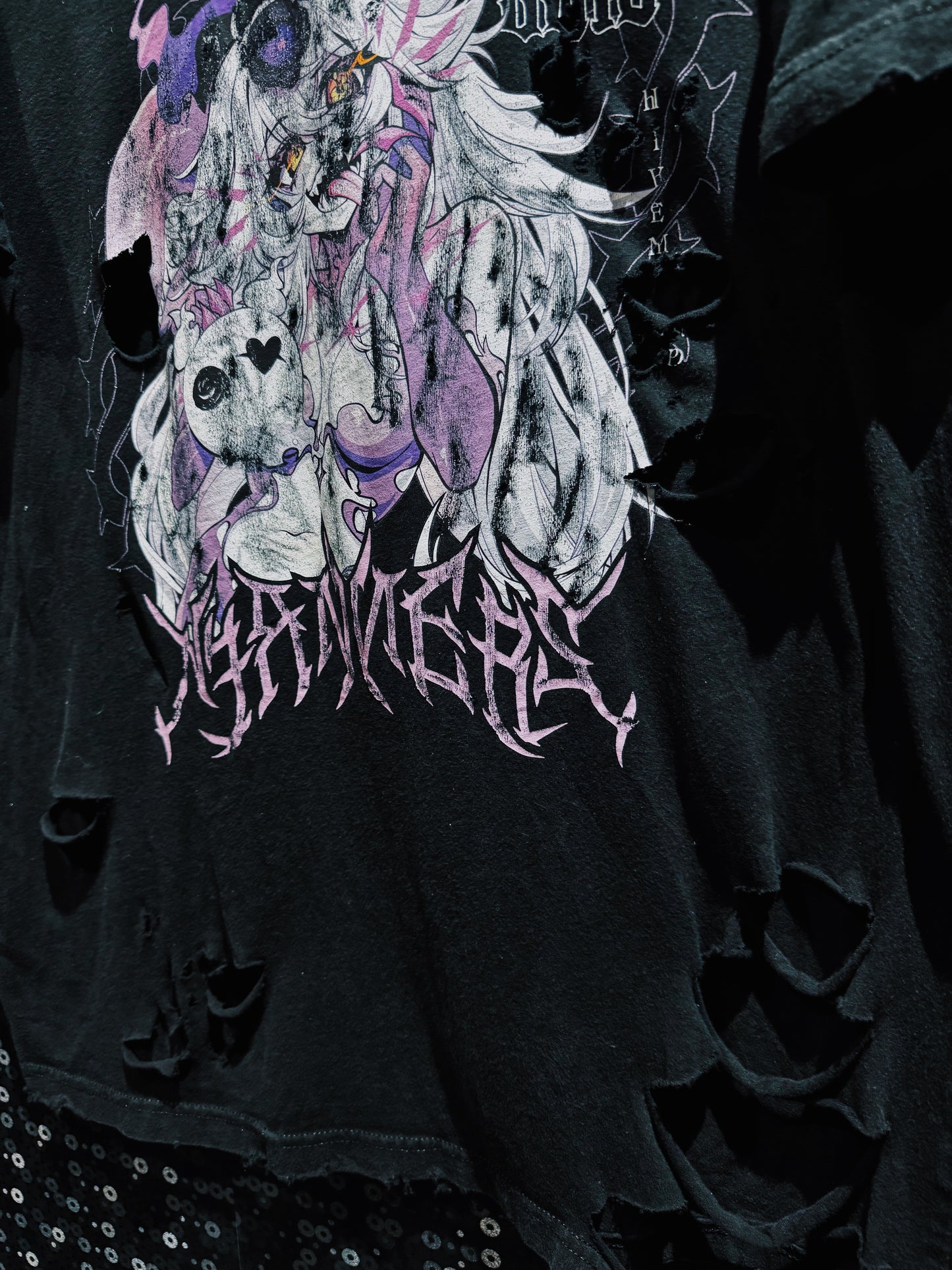 【ÆIEM】Natural “boro” Remake Gothic Anime Graphic T-shirt
