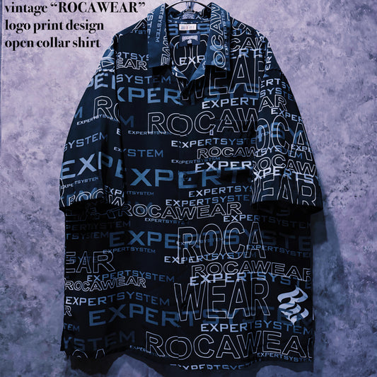 【doppio】vintage “ROCAWEAR” logo print design open collar shirt