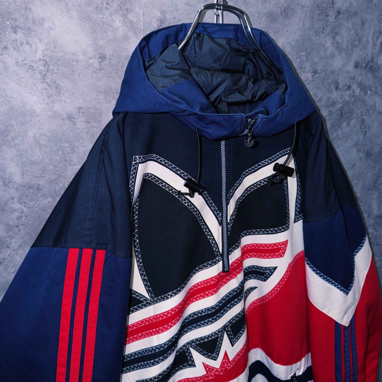 【doppio】90’s vintage “adidas” big logo design Nylon anorak hoodie