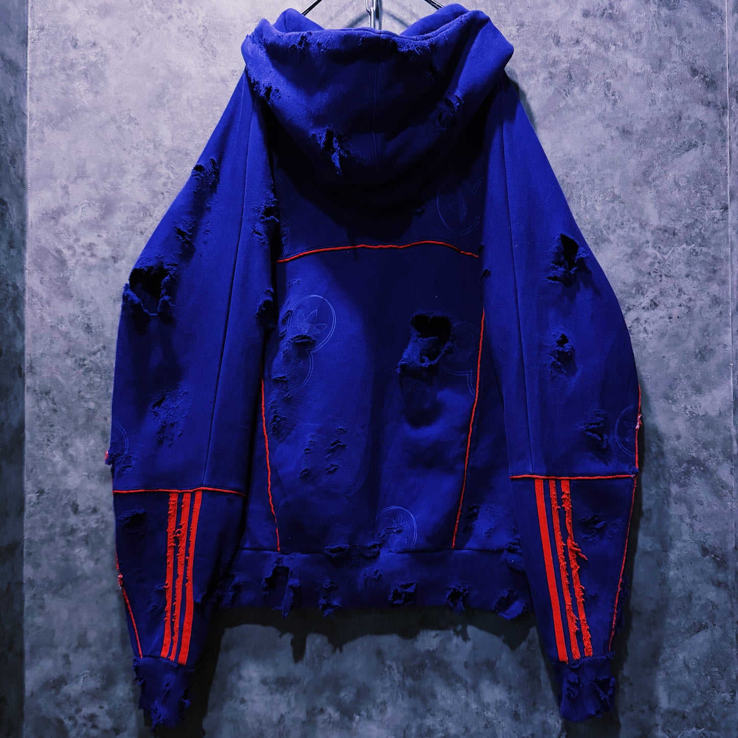 【doppio】vintage “adidas” three stripe design boro custom sweat hoodie