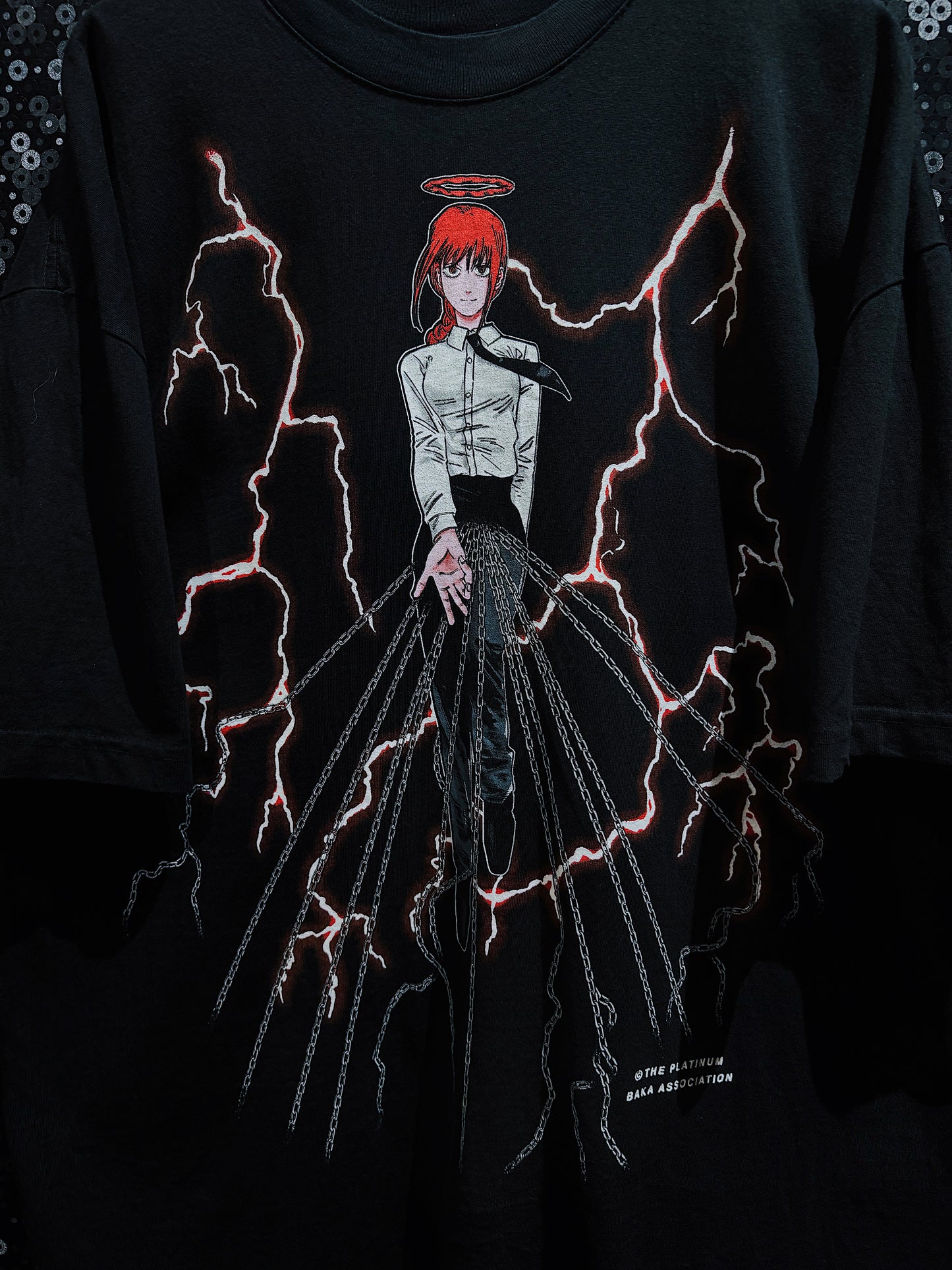 ￼【ÆIEM】Chainsaw Man Makima Lightning Graphic Big Silhouette T-shirt
