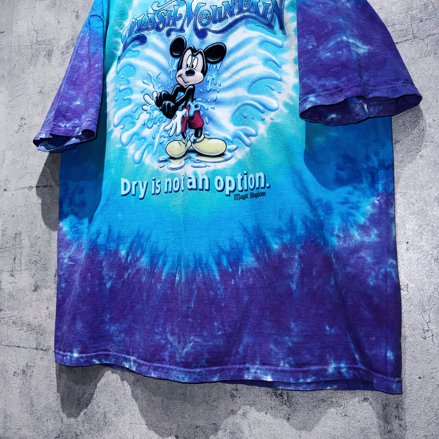 00's"SPLASH MOUNTAIN"Mickey Mouse single design Tie-Dye T shirt