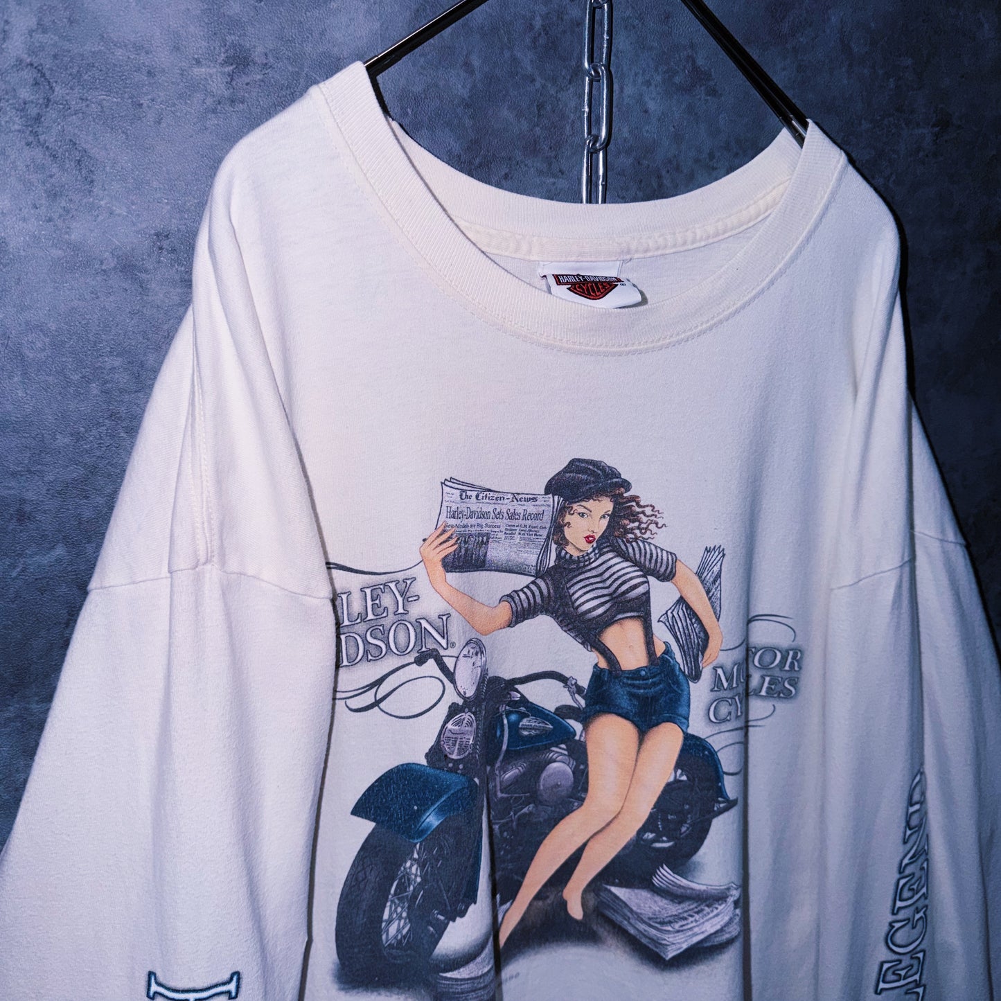 【doppio】vintage “Harley-Davidson” hot girl print design long sleeve T-shirt