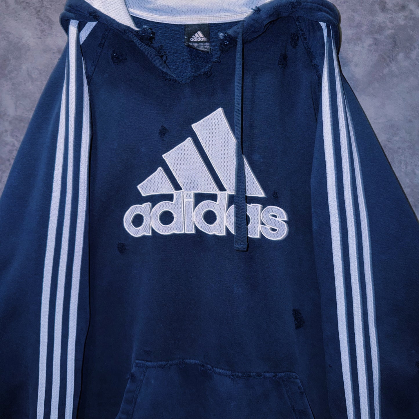 【doppio】vintage “adidas” three stripe design boro custom sweat hoodie