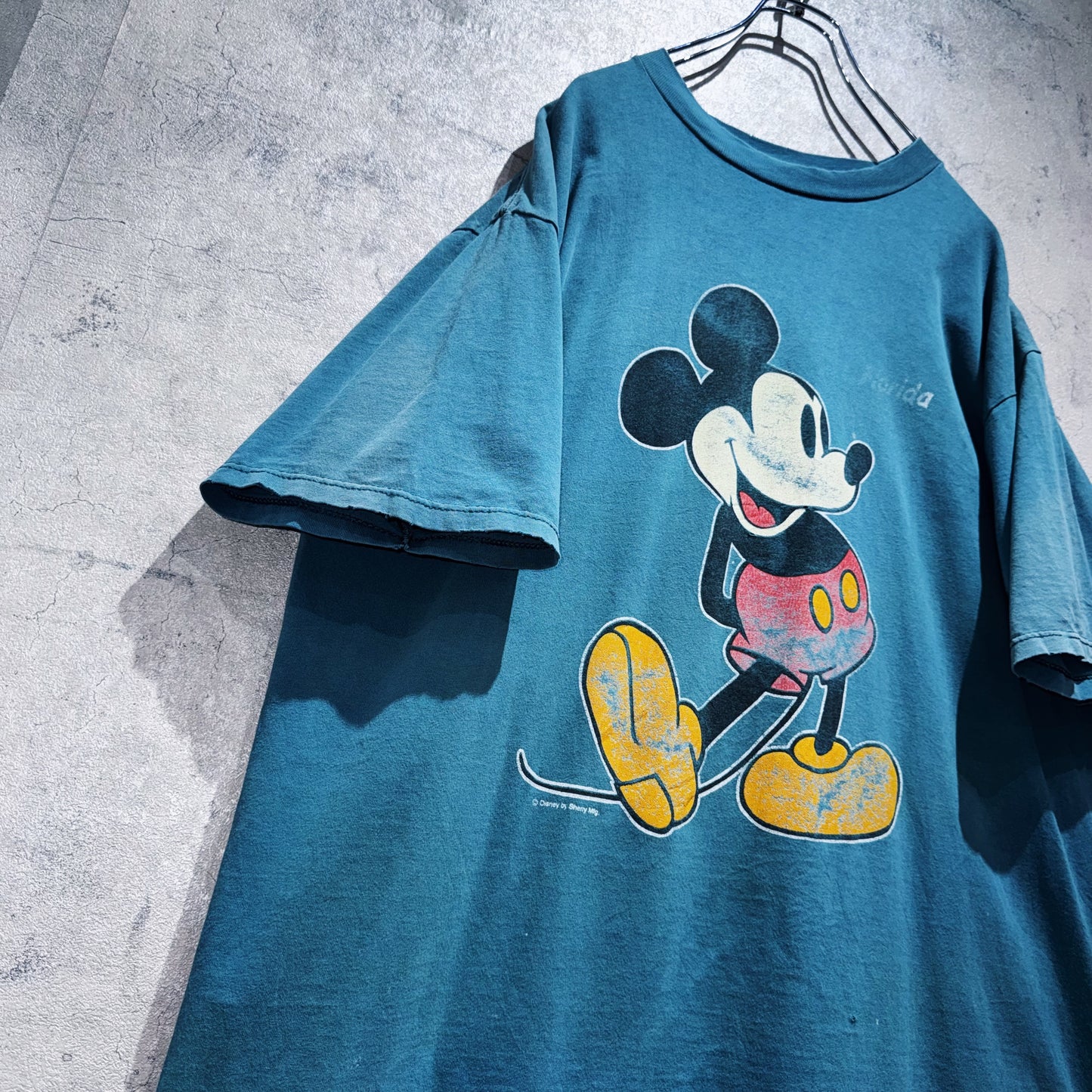 00's"Mickey Mouse"Nile blue color single graphic print T shirt