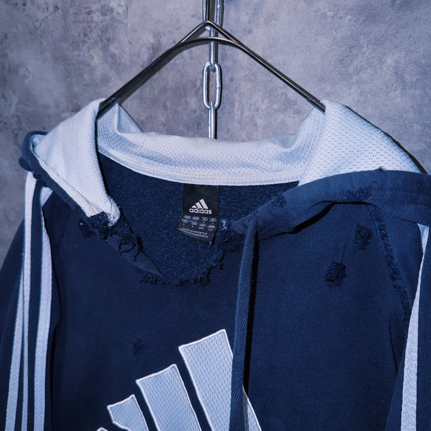 【doppio】vintage “adidas” three stripe design boro custom sweat hoodie