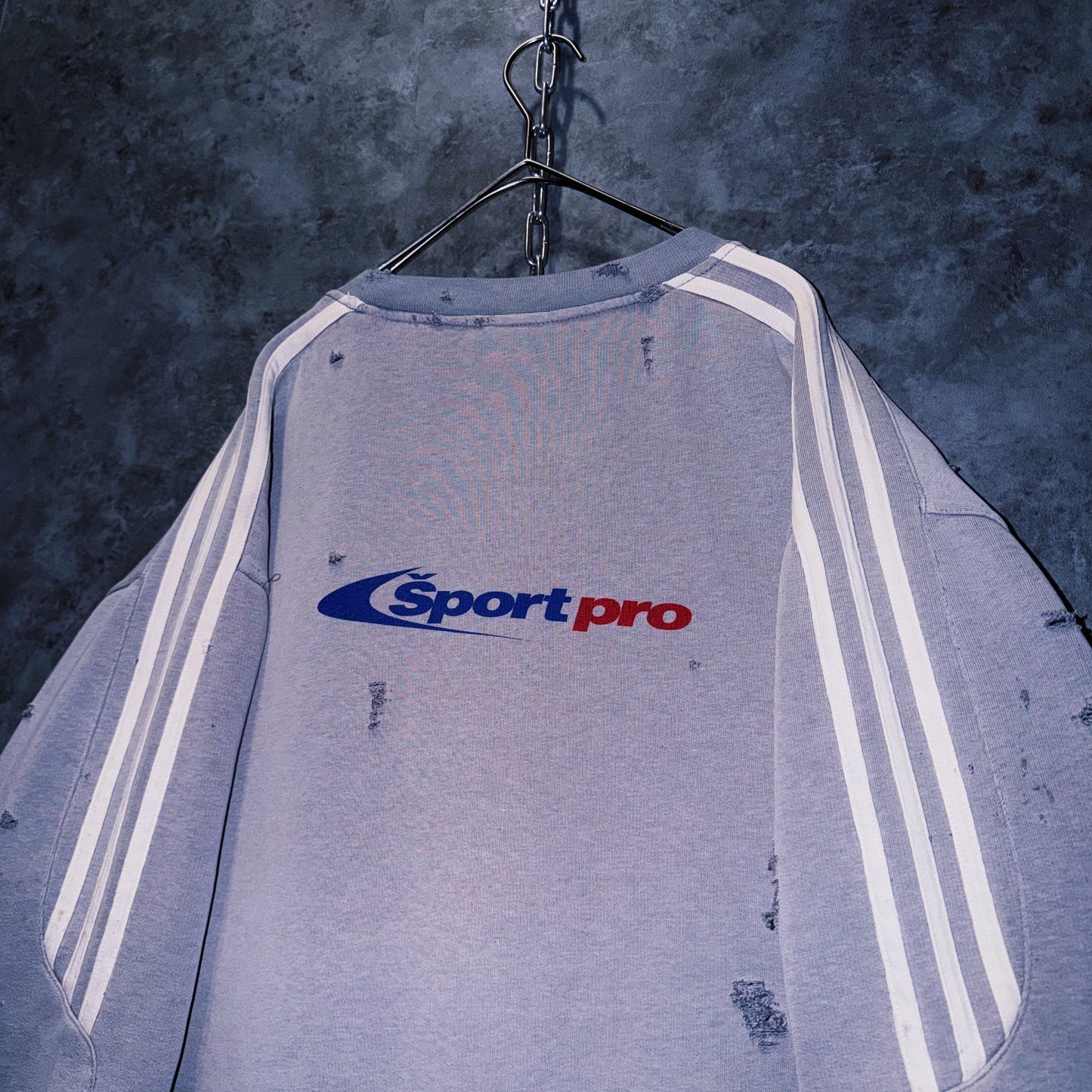 【doppio】vintage “adidas” three stripe design boro custom sweat pullover