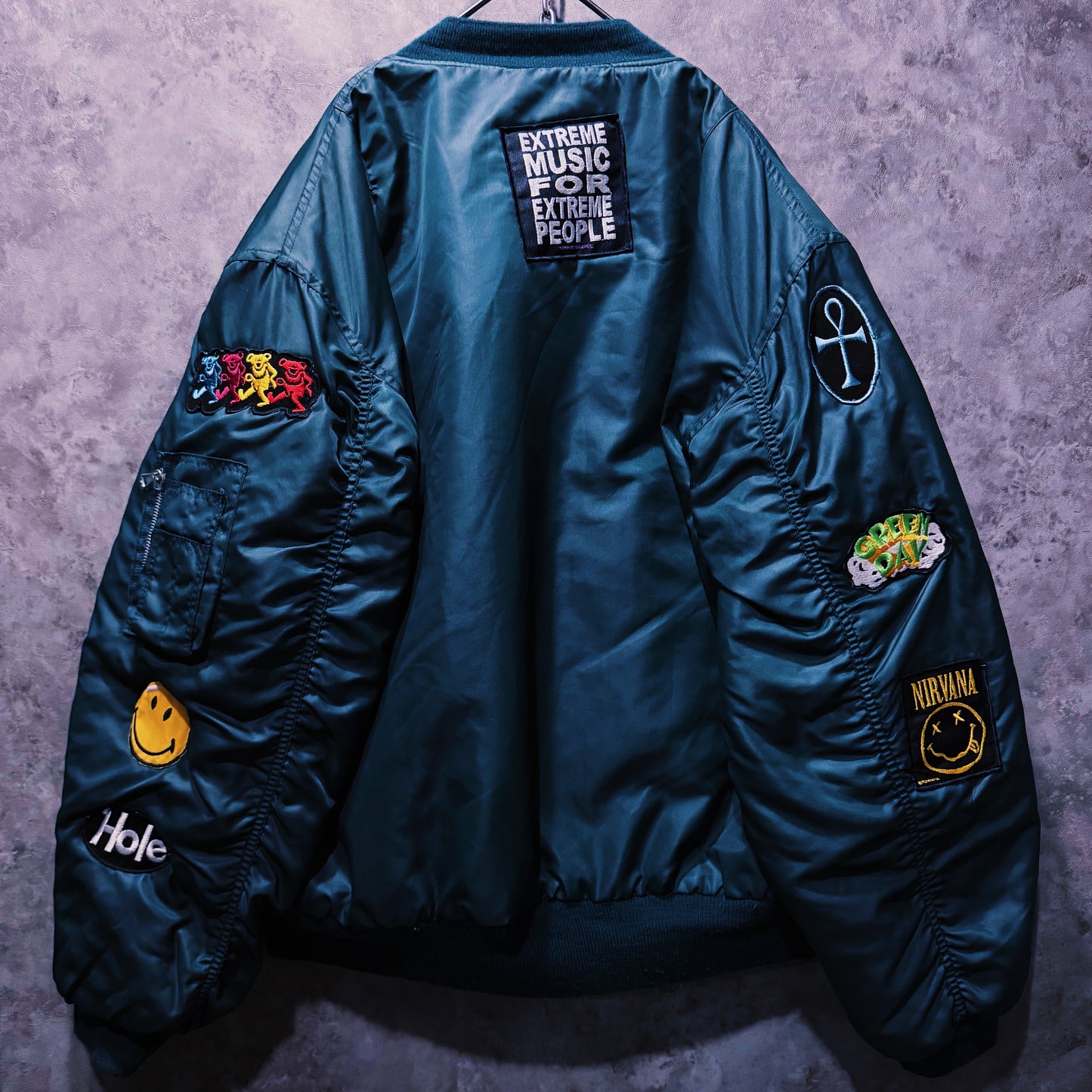 【doppio】vintage band logo patch design MA-1 jacket