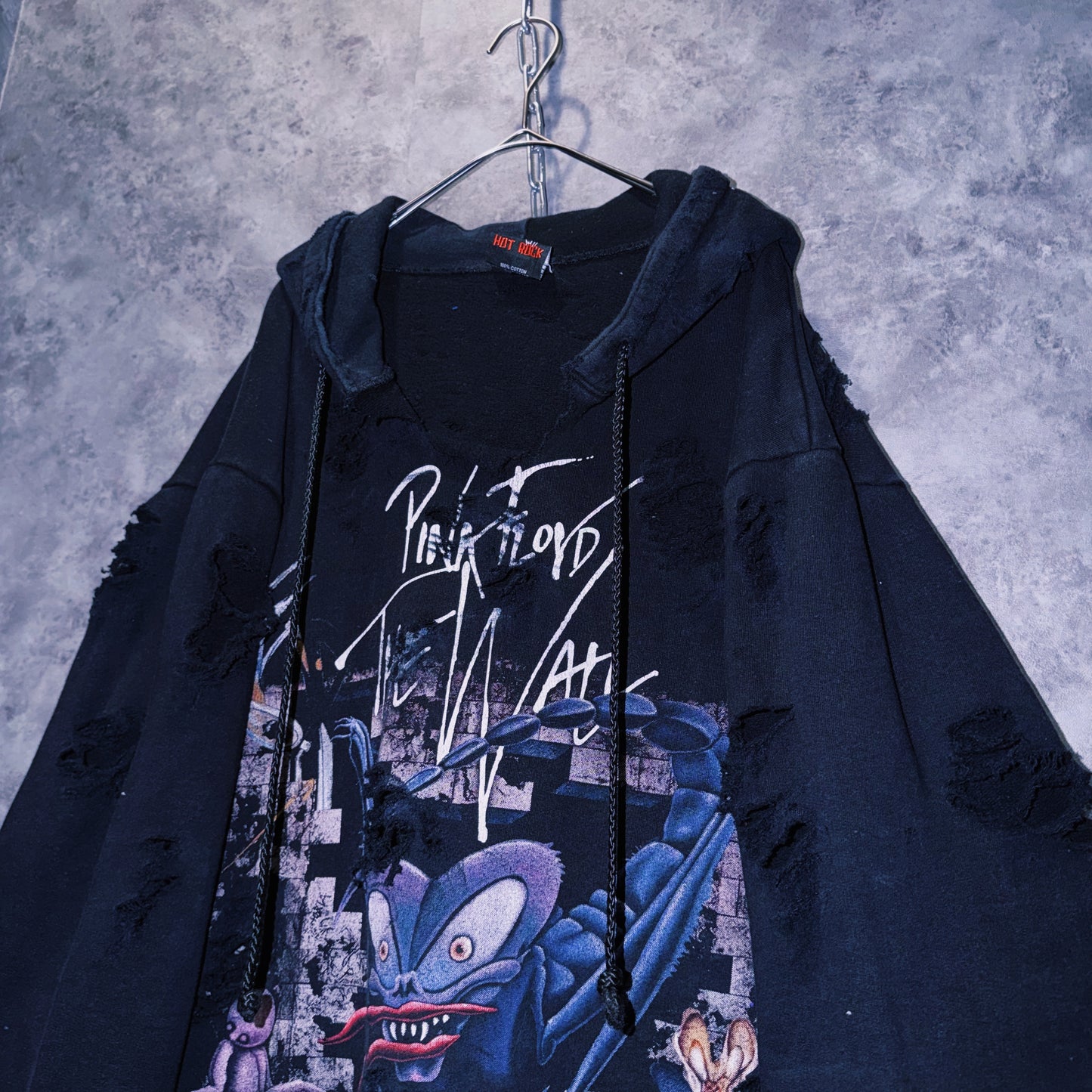 【doppio】vintage “Pink Floyd”The Wall” art design boro custom sweat hoodie