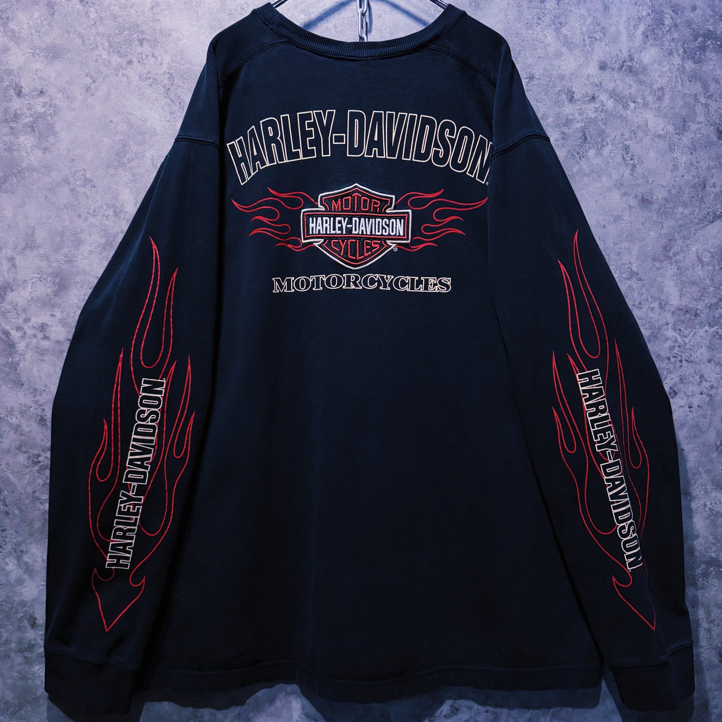 【doppio】90’s vintage “Harley-Davidson” fire pattern design long sleeve T-shirt