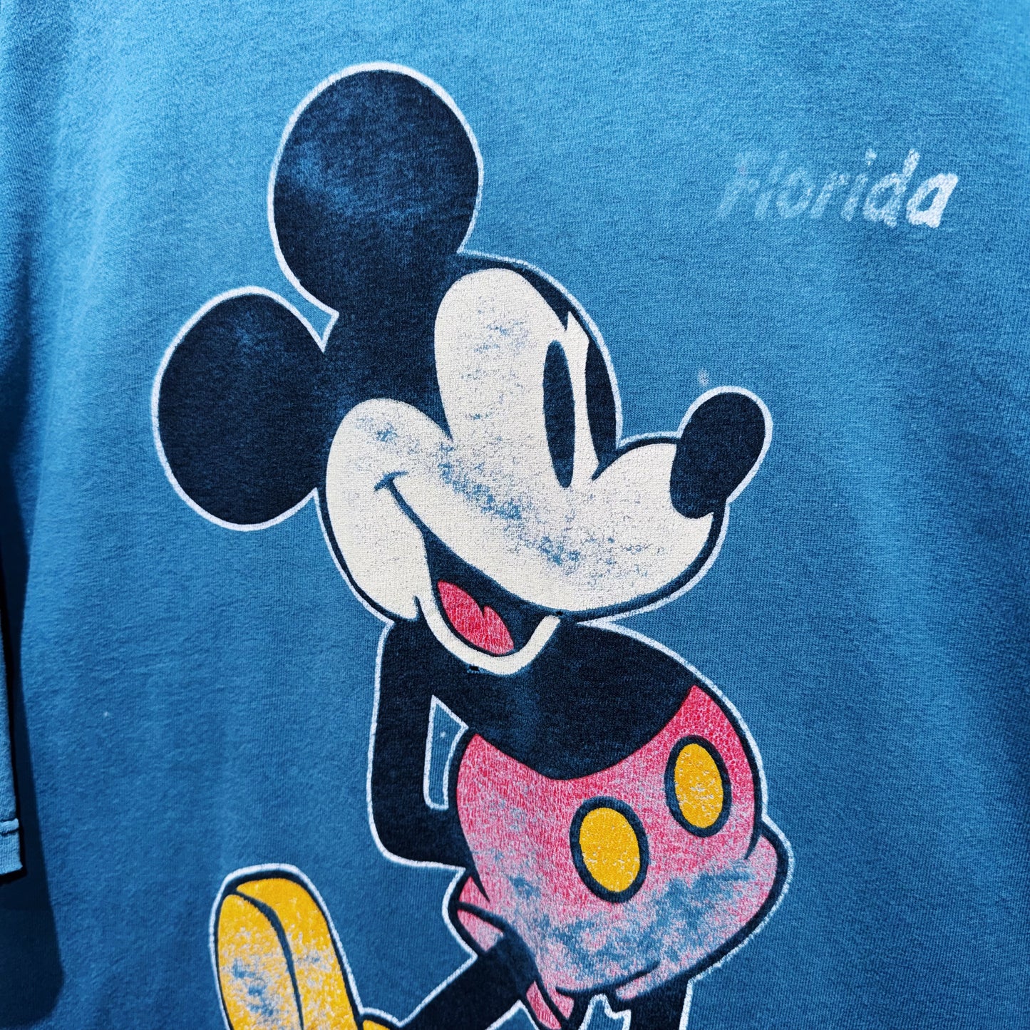 00's"Mickey Mouse"Nile blue color single graphic print T shirt