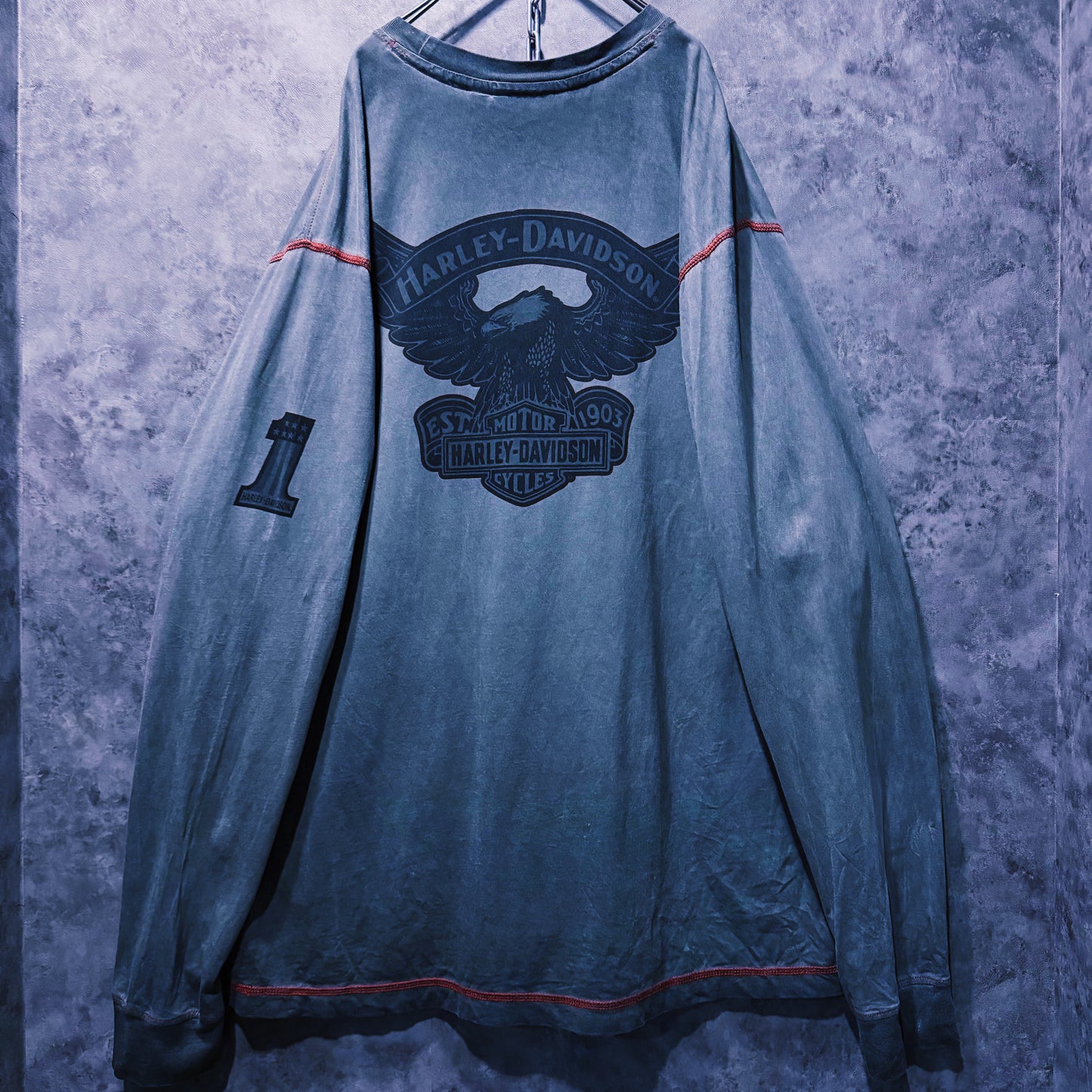 【doppio】vintage “Harley-Davidson” logo print design long sleeve T-shirt