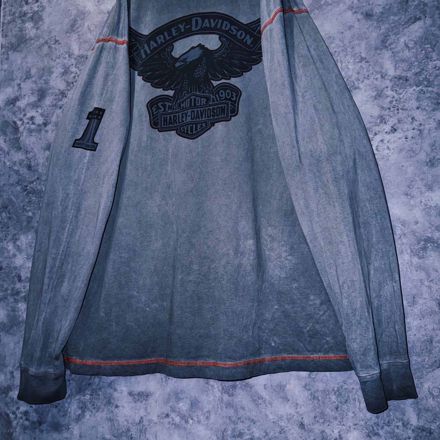 【doppio】vintage “Harley-Davidson” logo print design long sleeve T-shirt