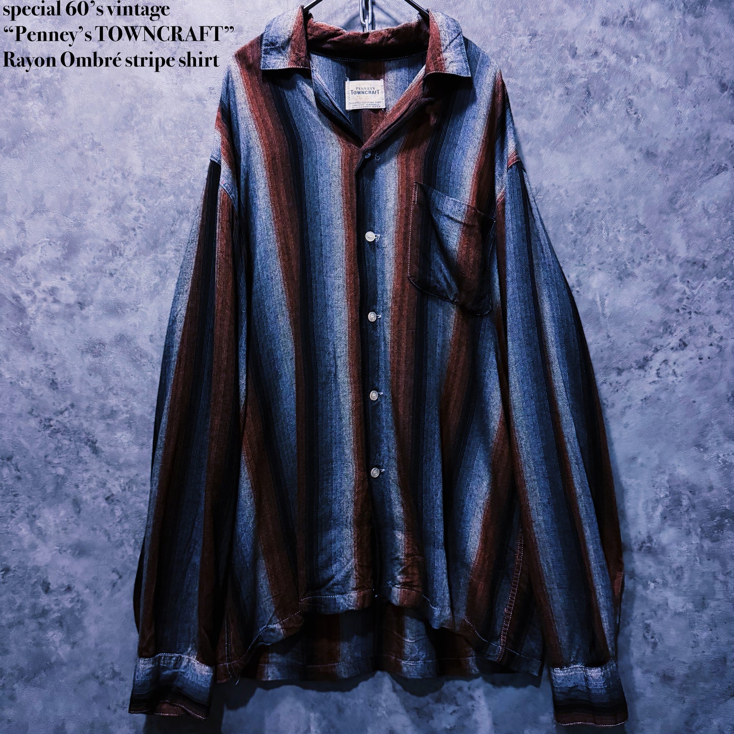 【doppio】special 60’s vintage “Penney’s TOWNCRAFT” Rayon Ombré stripe shirt