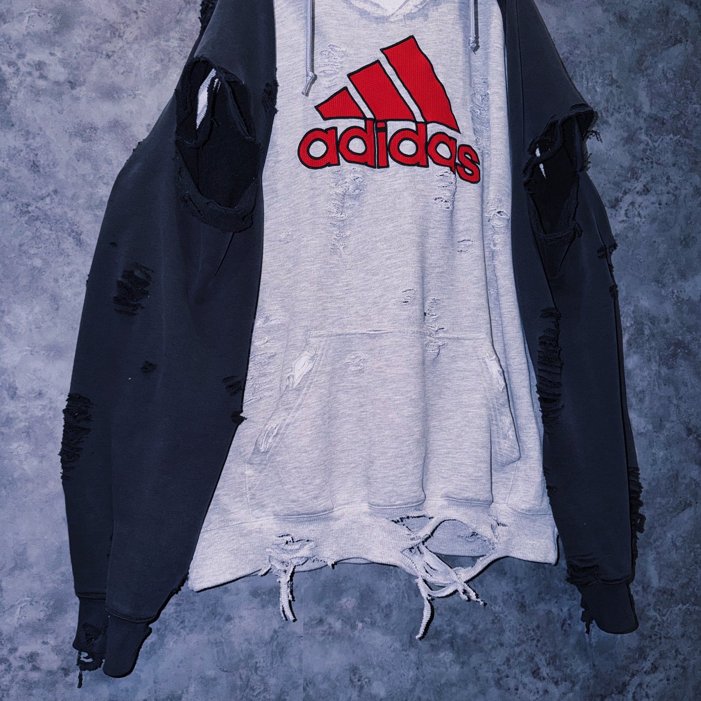 【doppio】vintage “adidas” performance logo embroidery design boro custom sweat hoodie