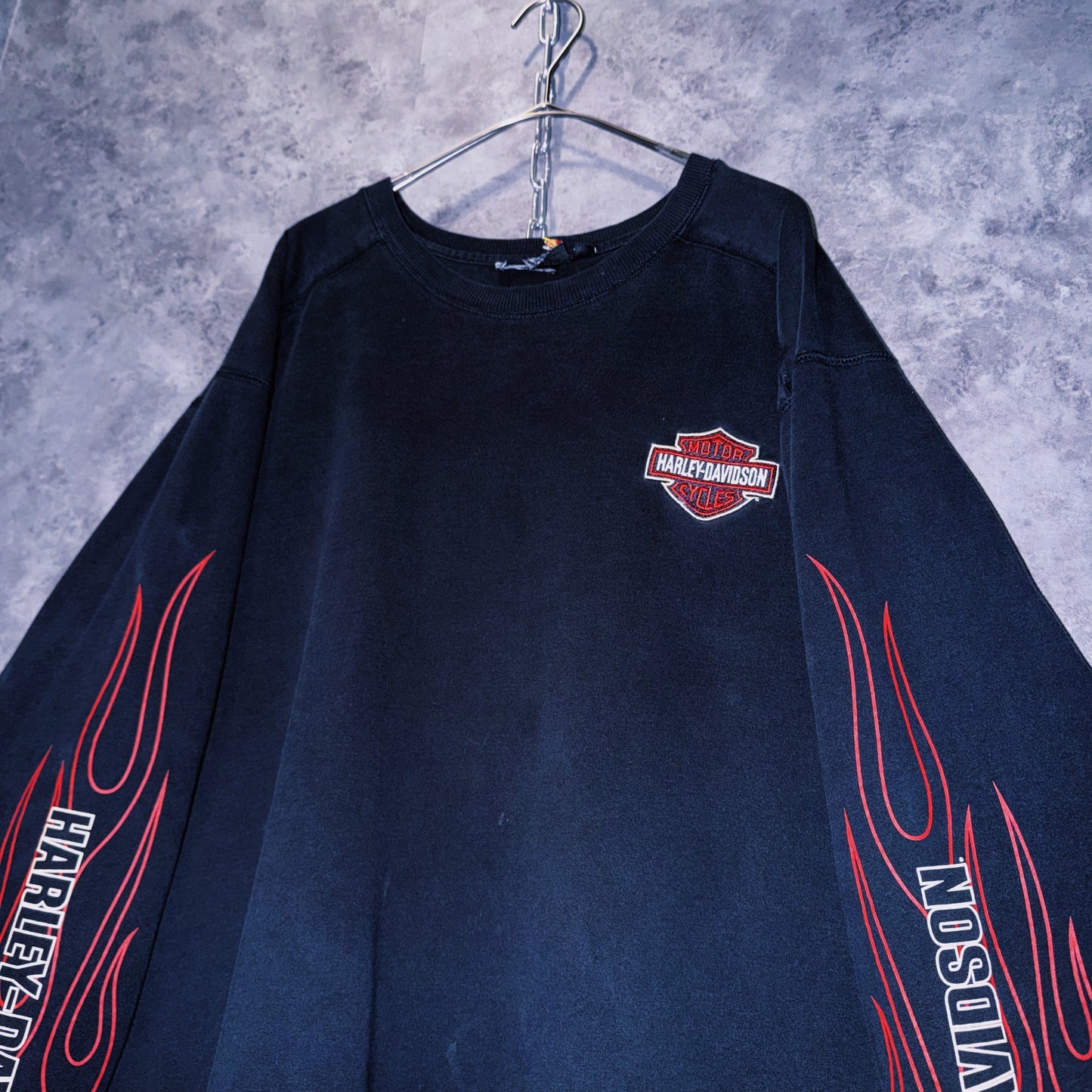 【doppio】90’s vintage “Harley-Davidson” fire pattern design long sleeve T-shirt