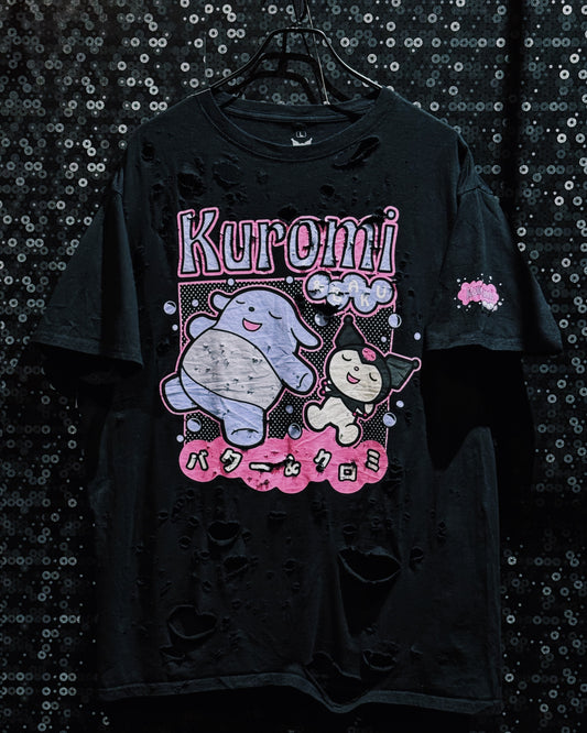 【ÆIEM】original “boro” remake Kuromi Natural Damage T-shirt