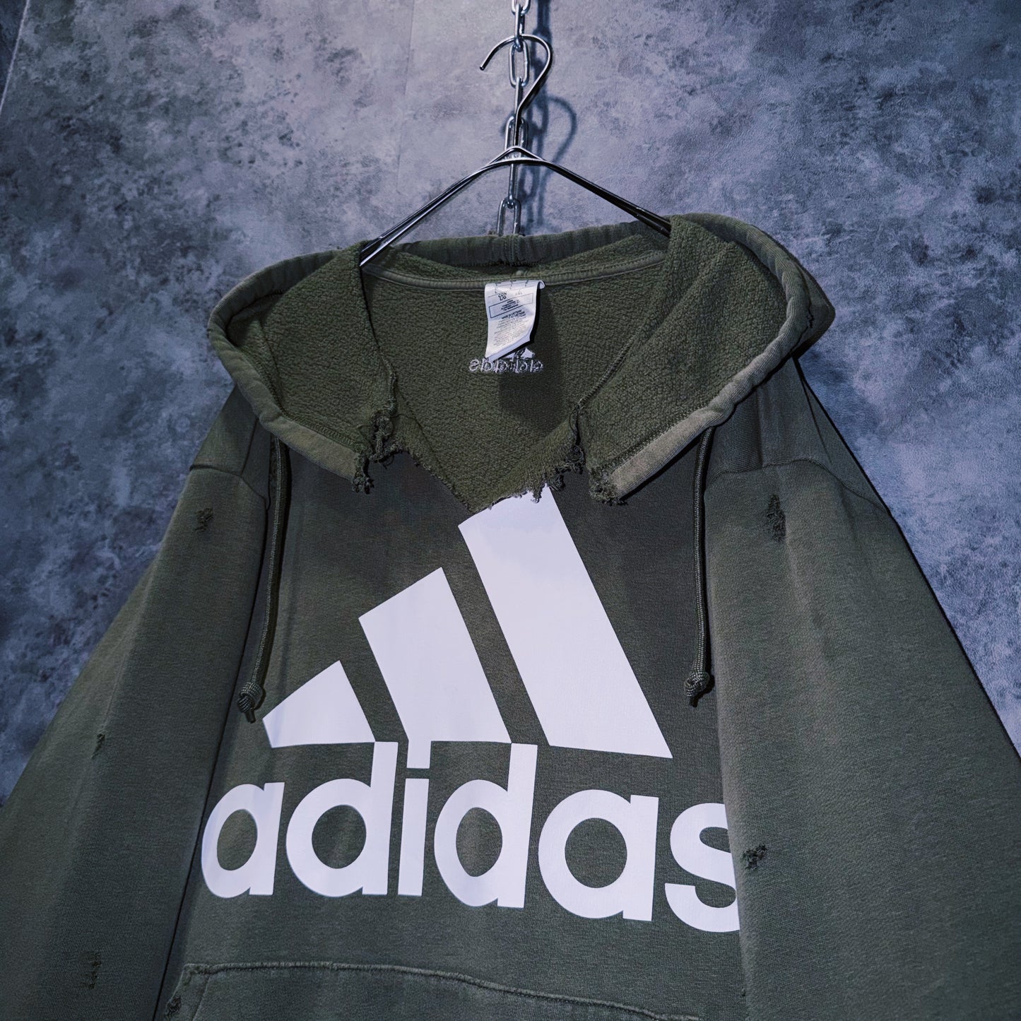 【doppio】90’s vintage “adidas” performance logo design boro custom sweat hoodie