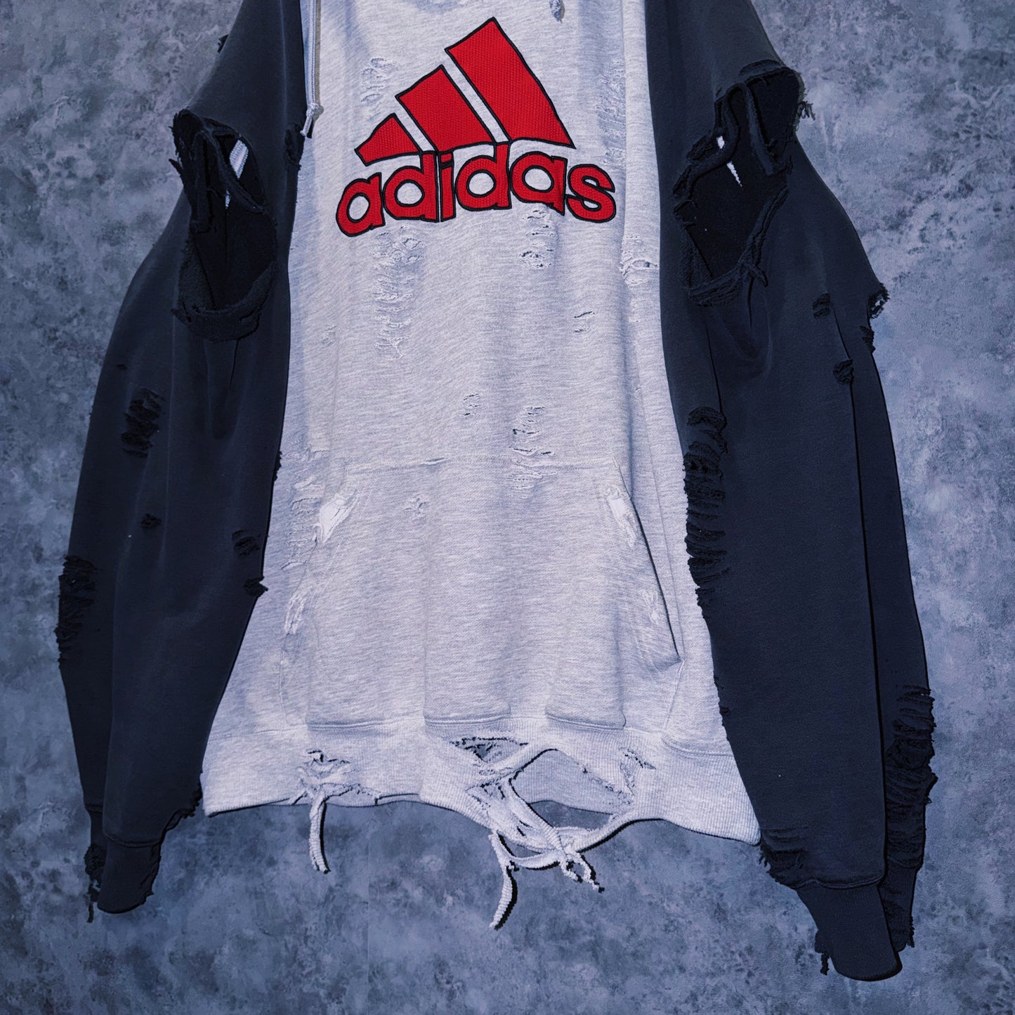 【doppio】vintage “adidas” performance logo embroidery design boro custom sweat hoodie