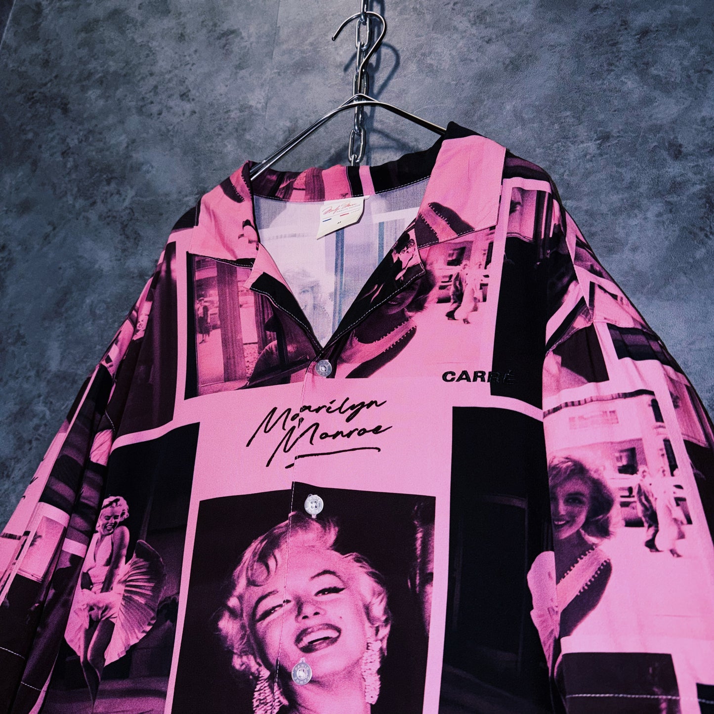 【doppio】vintage “Marilyn Monroe” print design open collar shirt