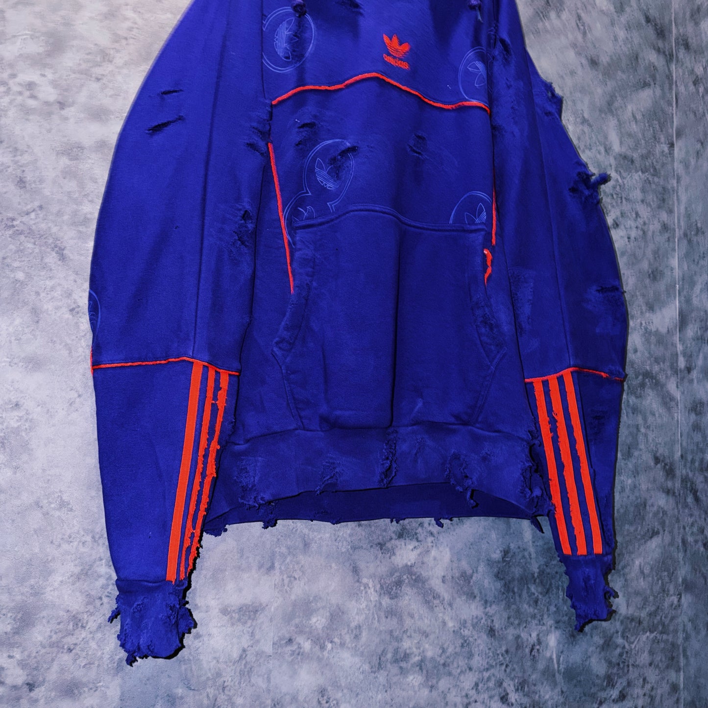 【doppio】vintage “adidas” three stripe design boro custom sweat hoodie