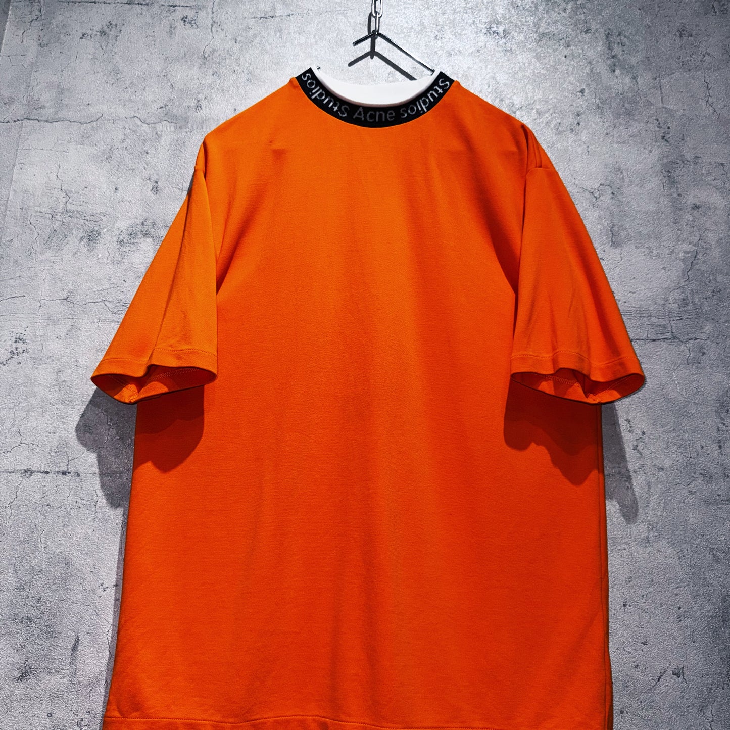 "Acne Studios"brand logo design mock neck T shirt