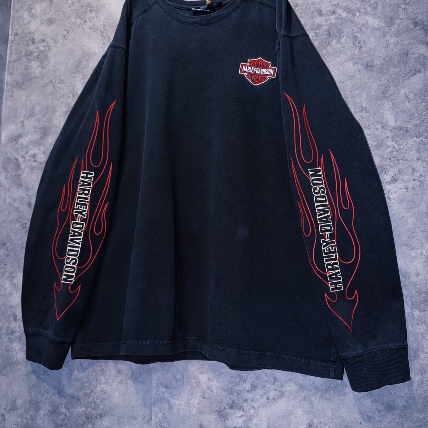 【doppio】90’s vintage “Harley-Davidson” fire pattern design long sleeve T-shirt