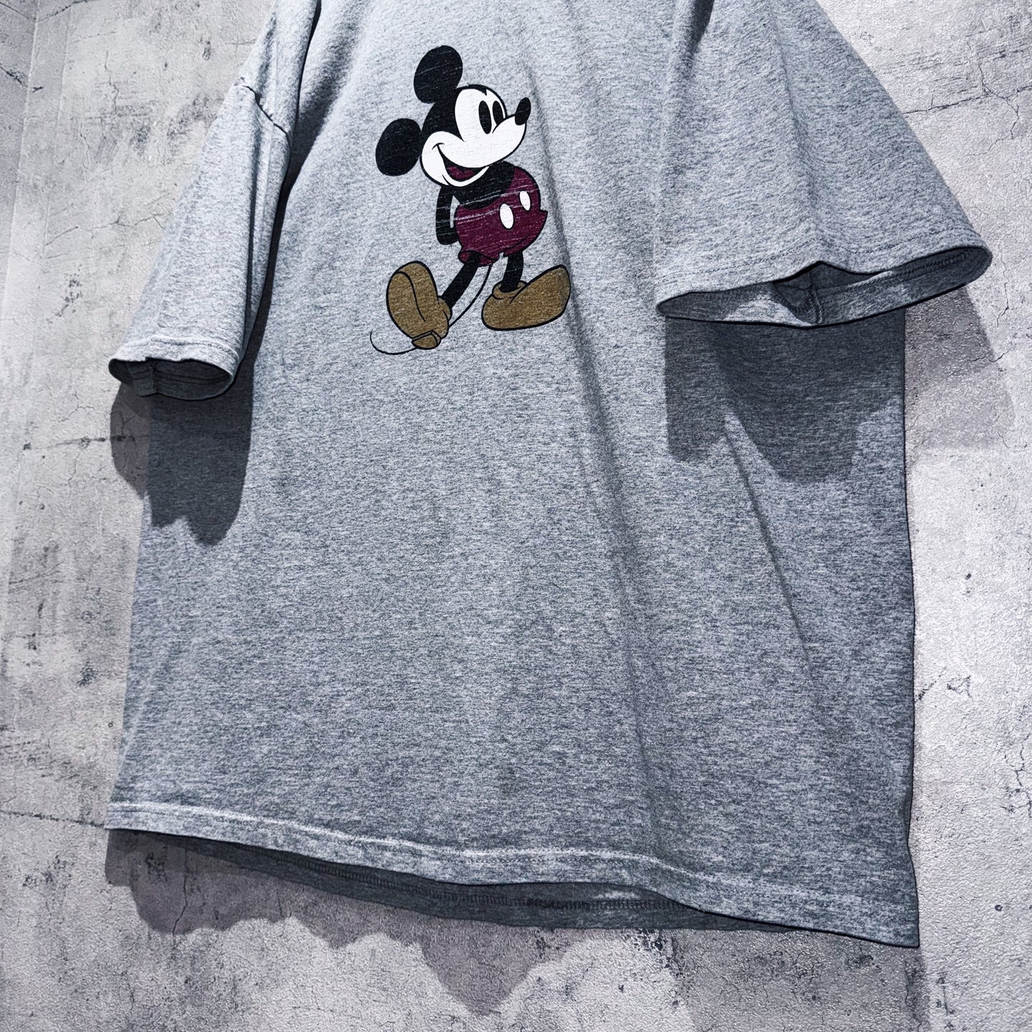 00's"Mickey Mouse"single design graphic print ringer T shirt