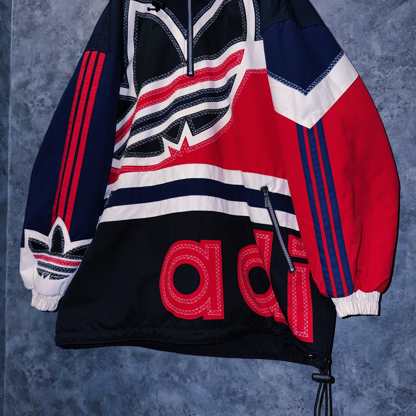 【doppio】90’s vintage “adidas” big logo design Nylon anorak hoodie