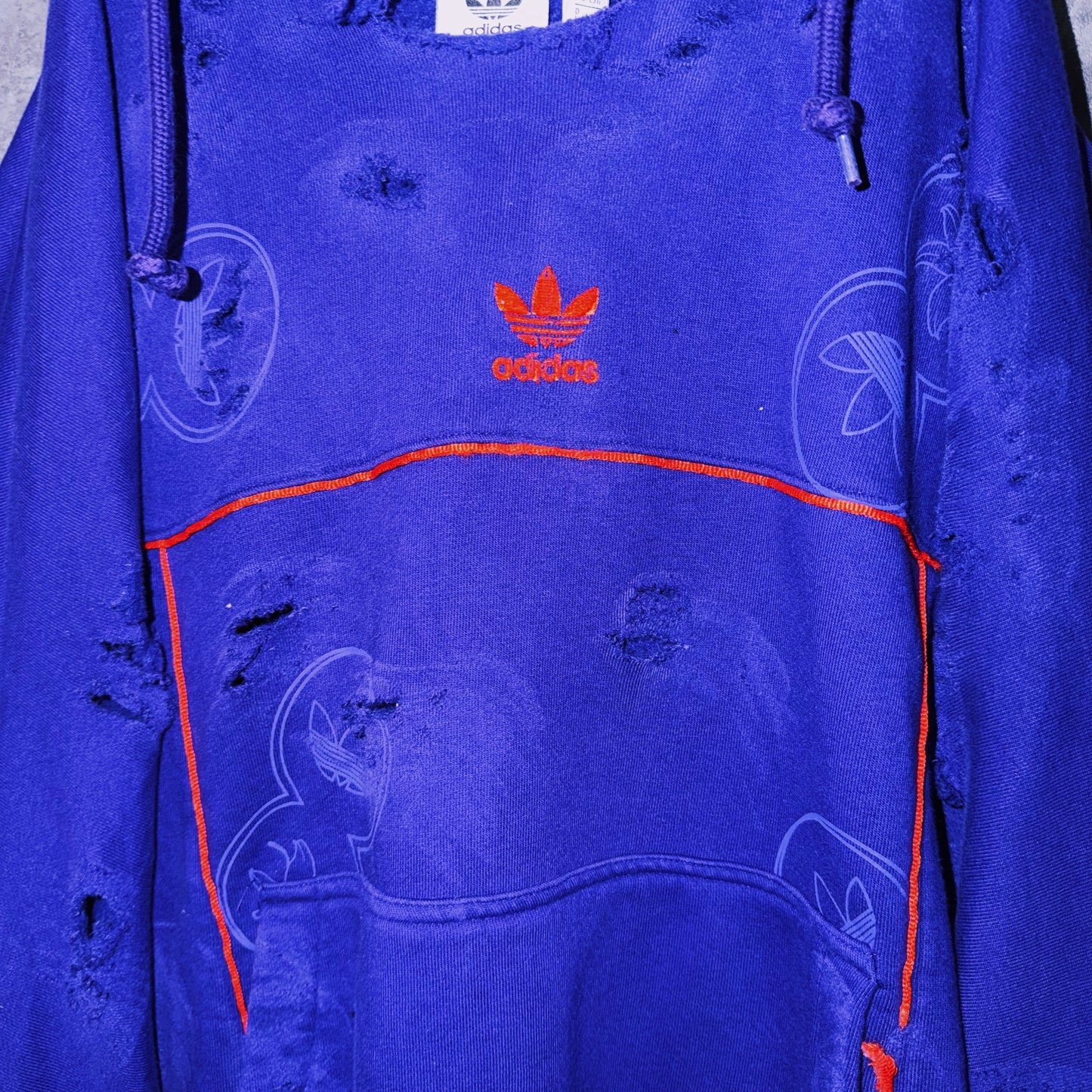 【doppio】vintage “adidas” three stripe design boro custom sweat hoodie