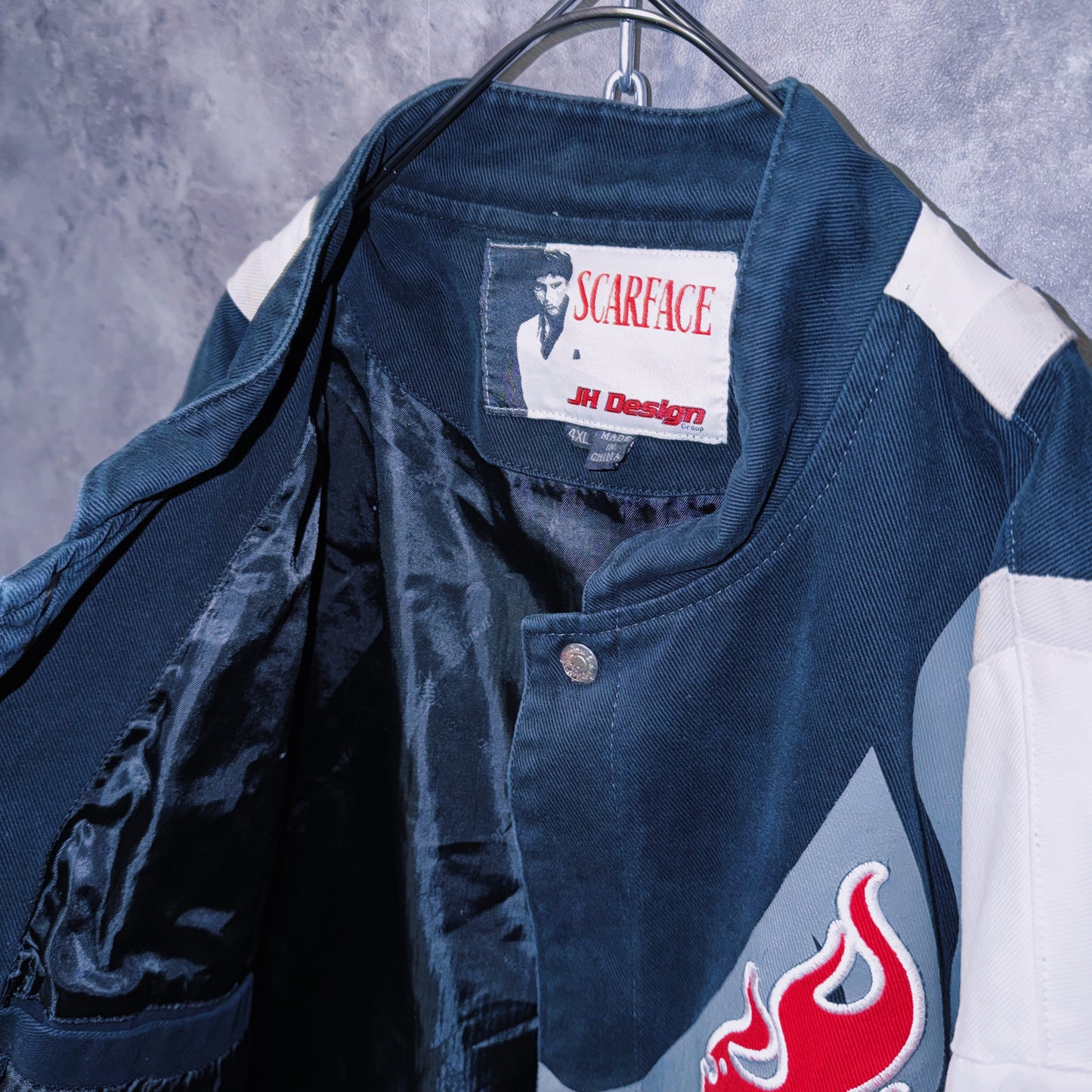 【doppio】vintage “SCARFACE” fire pattern design jacket