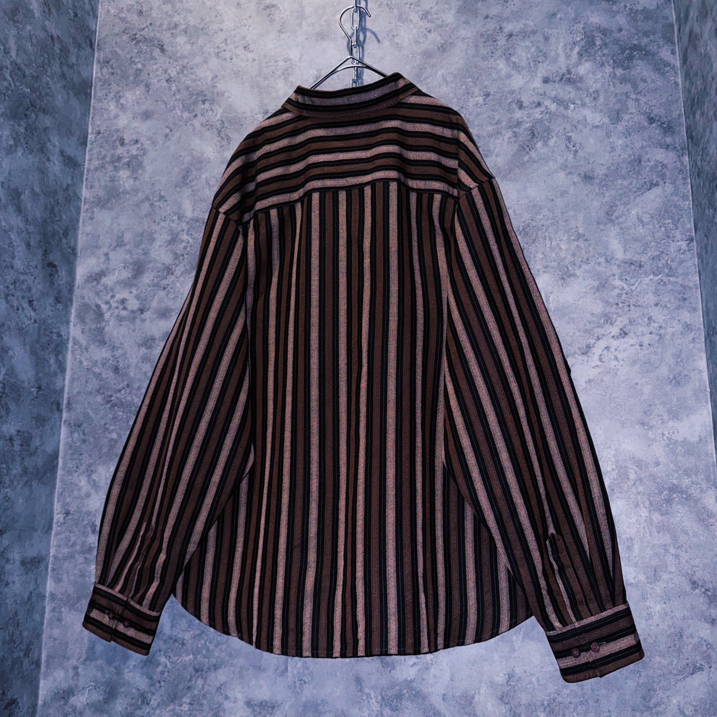 【doppio】vintage shoulder embroidery stripe pattern collar shirt