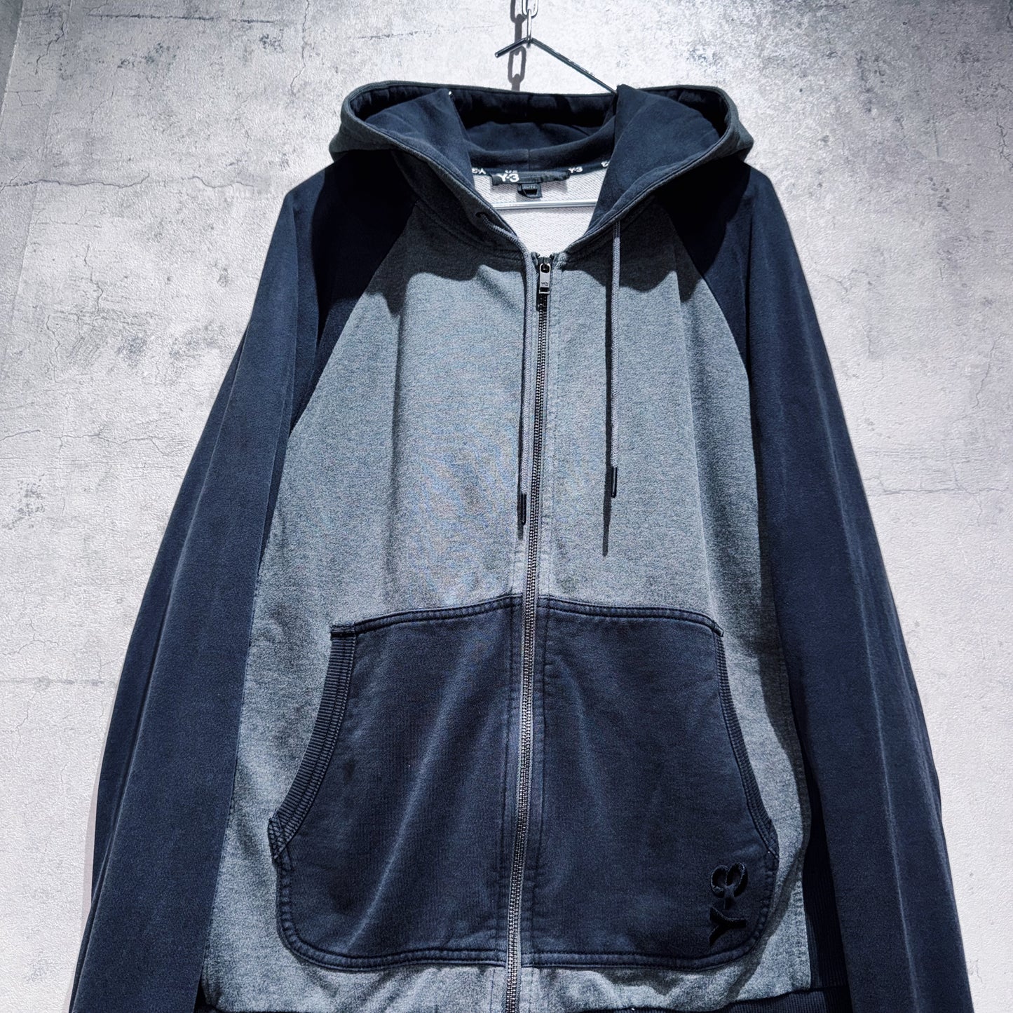 "Y-3"brand logo embroidery design double zip-up hoodie