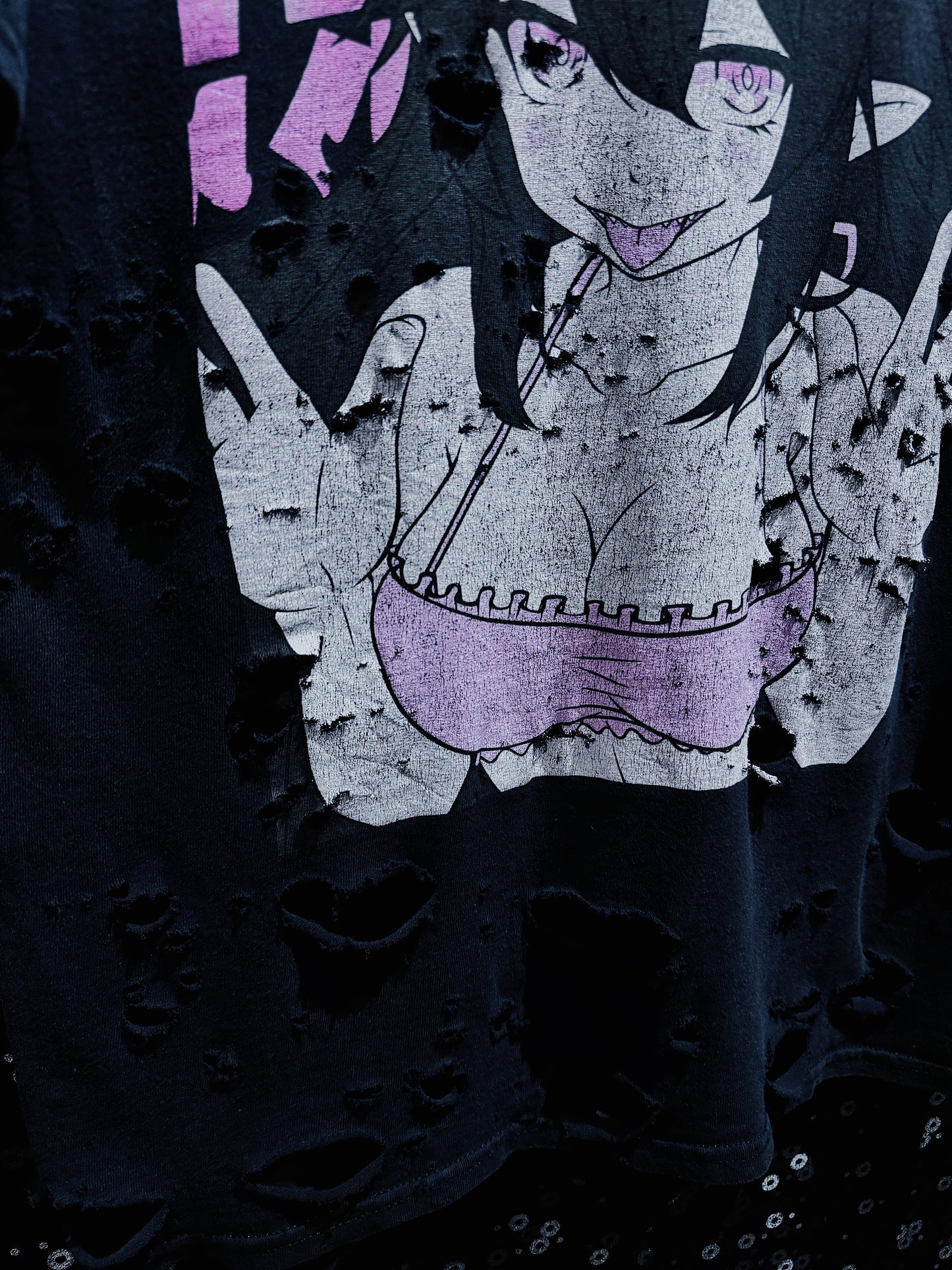 【ÆIEM】original “boro” remake Succubus Girl Graphic T-shirt