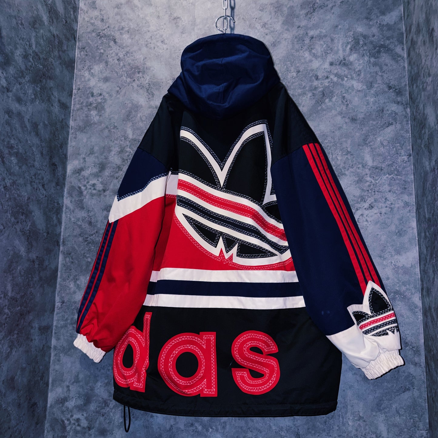 【doppio】90’s vintage “adidas” big logo design Nylon anorak hoodie