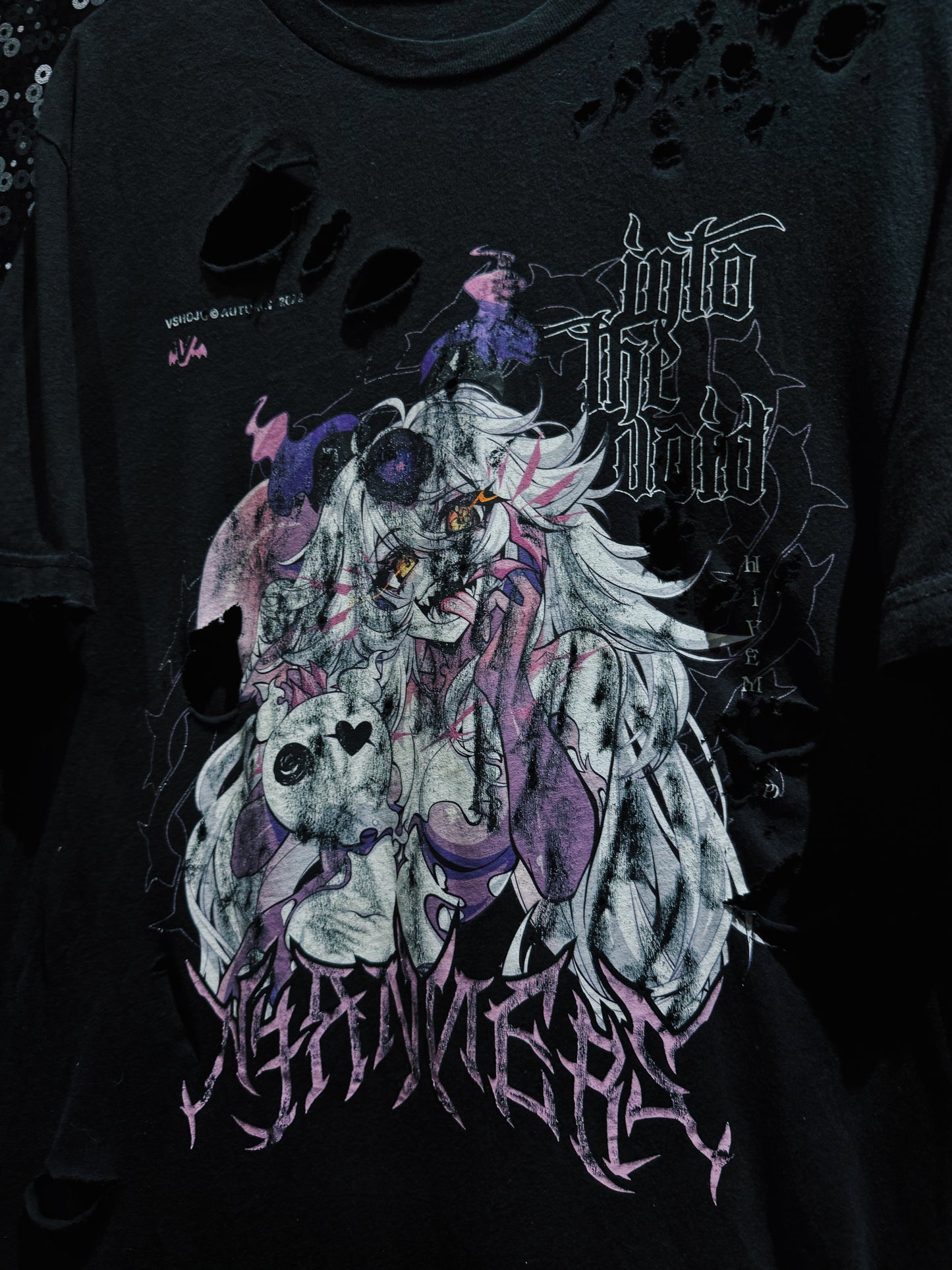 【ÆIEM】Natural “boro” Remake Gothic Anime Graphic T-shirt